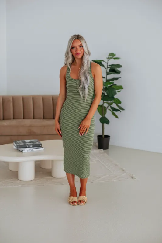 Marsha Midi Dress - Avocado sold by Wild Oak Boutique