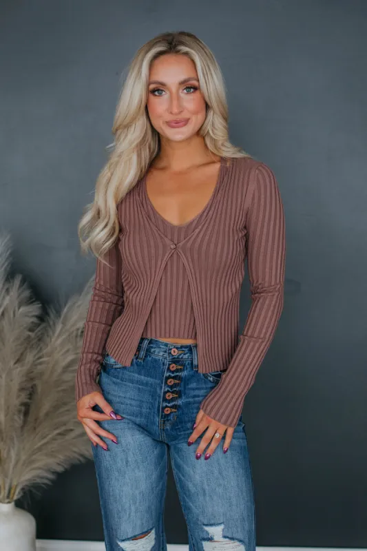 Lux Ribbed Top - Mocha sold by Wild Oak Boutique