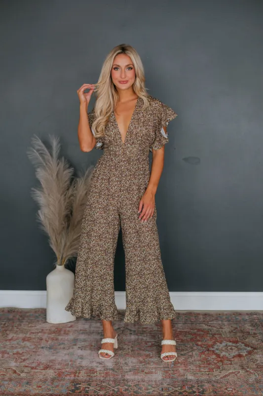Caroline Floral Jumpsuit sold by Wild Oak Boutique