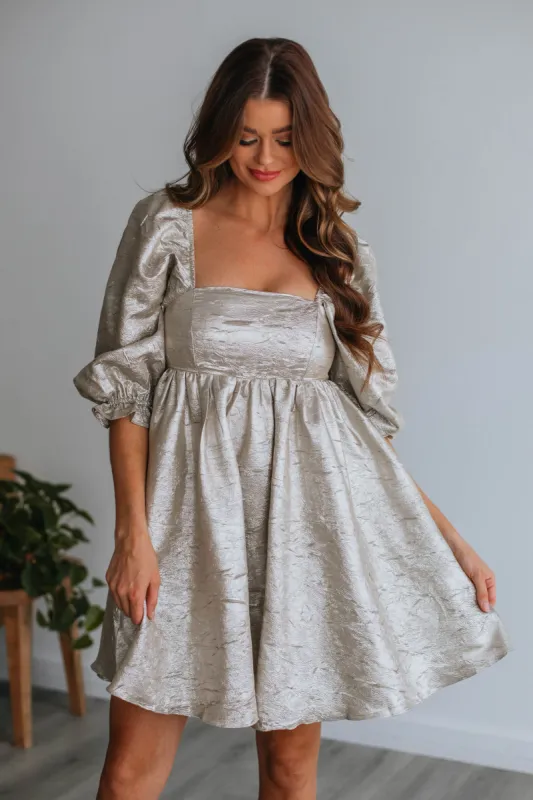 Raya Babydoll Dress - Champagne sold by Wild Oak Boutique