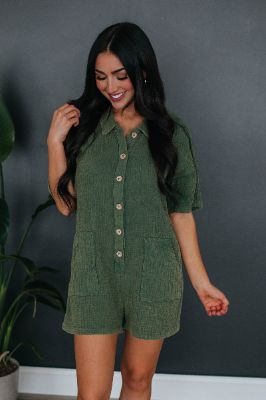 Camila Romper - Olive sold by Wild Oak Boutique
