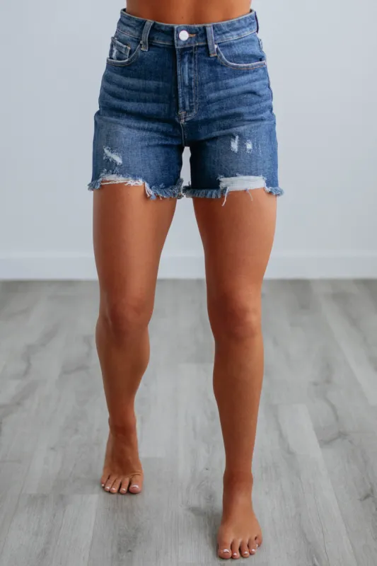 Maddie Risen Shorts - Dark Wash sold by Wild Oak Boutique