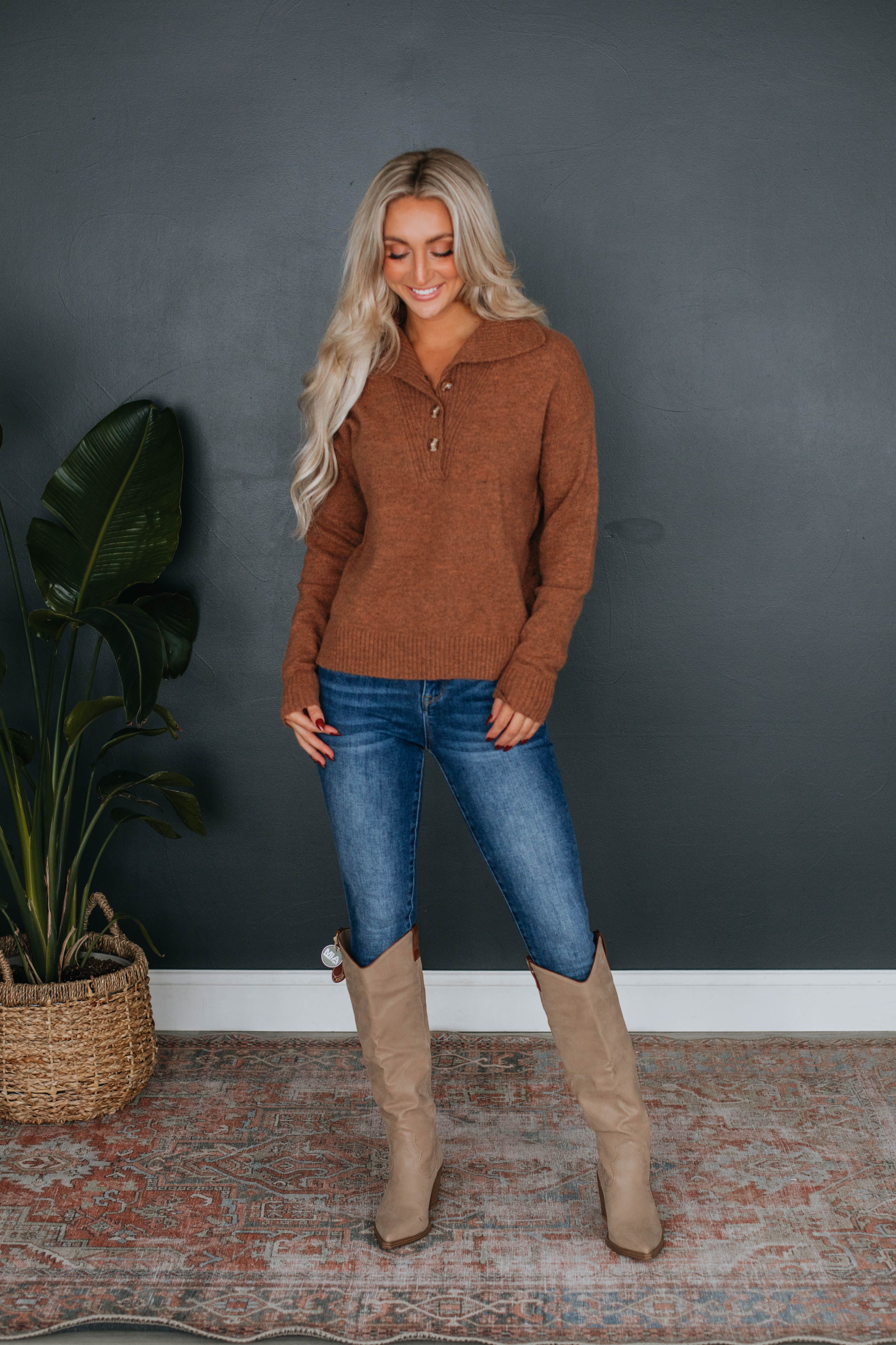 Ronnie Sweater - Chestnut sold by Wild Oak Boutique product image thumbnail 2