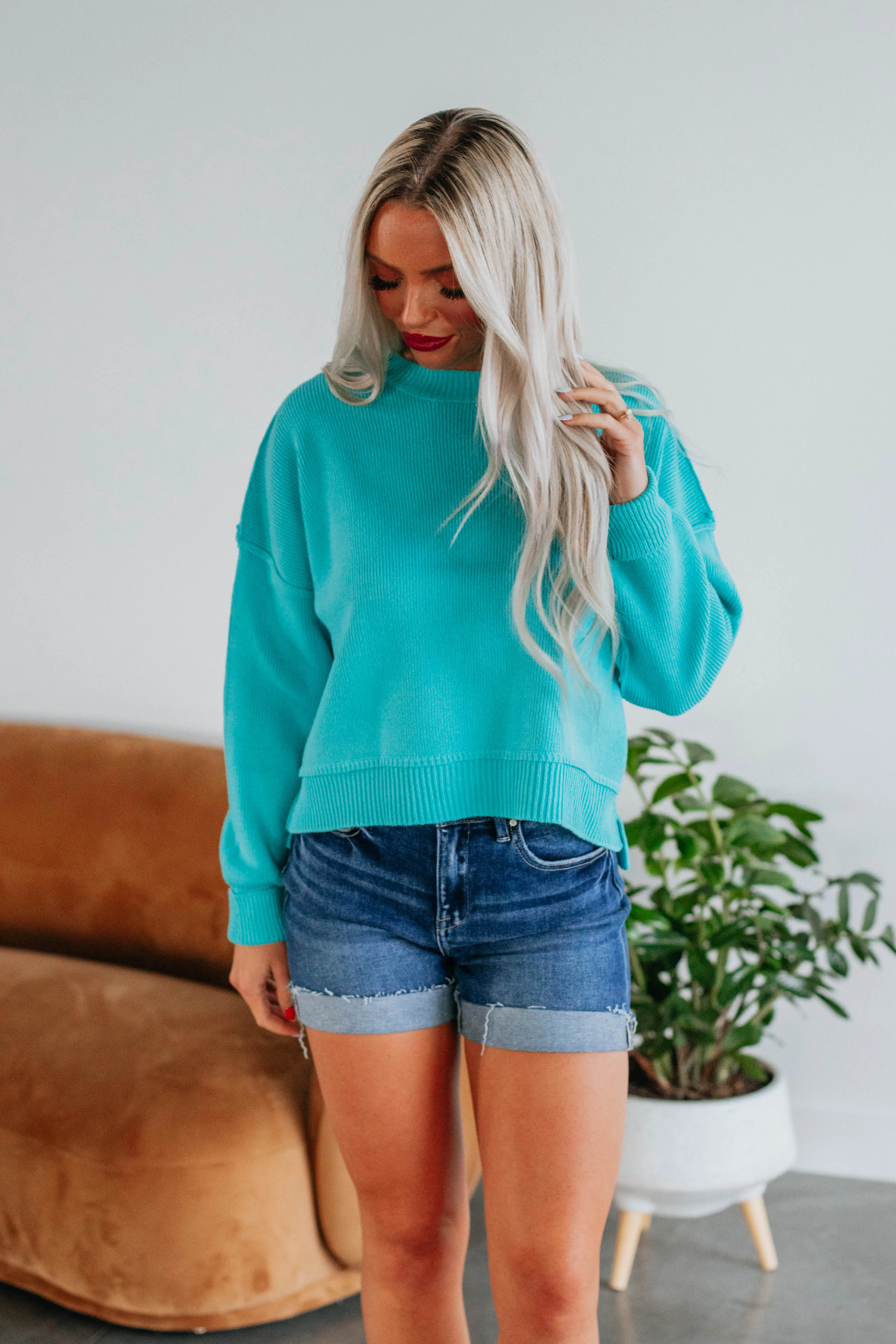 Embrie Sweater - Turquoise sold by Wild Oak Boutique product image thumbnail 4