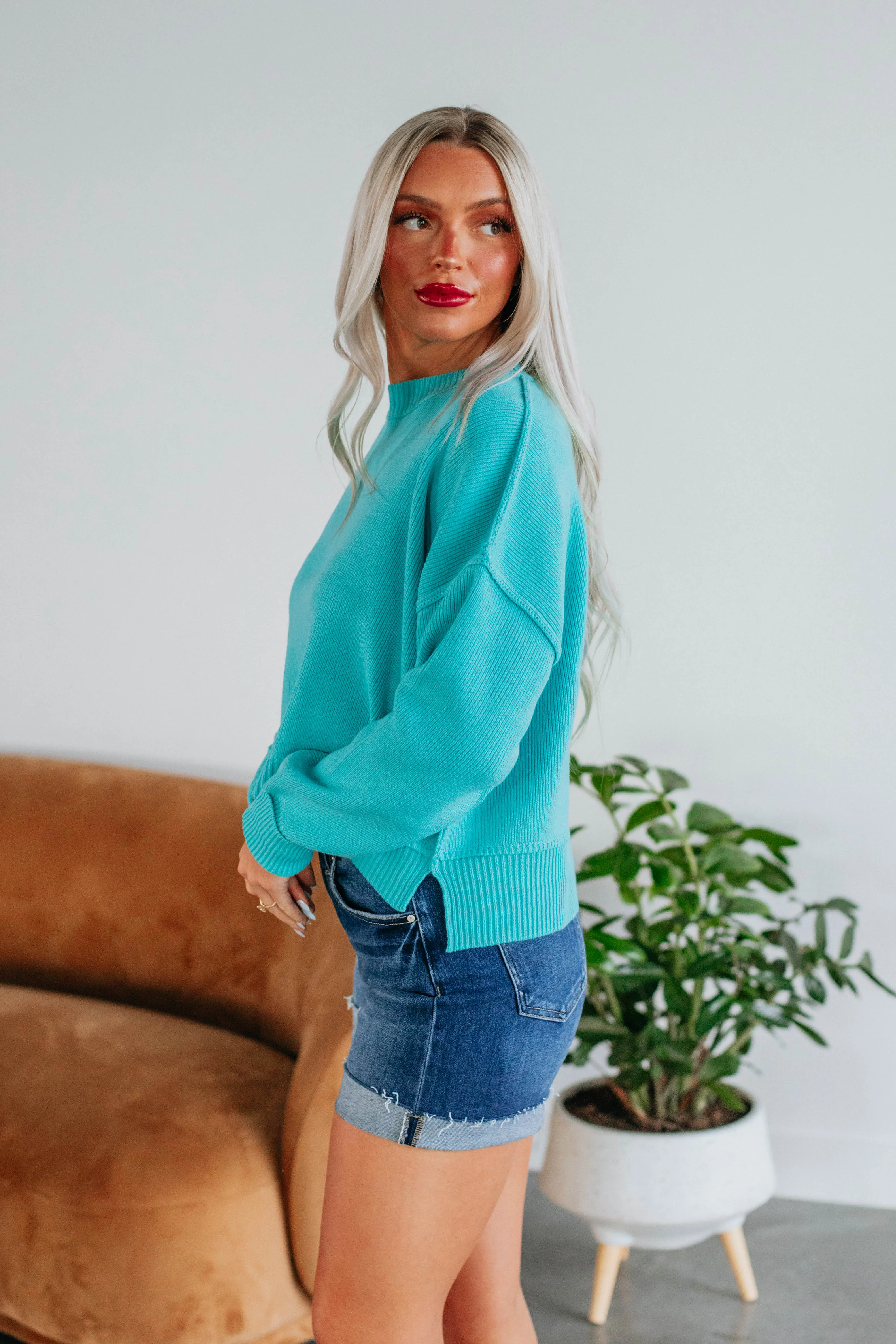Embrie Sweater - Turquoise sold by Wild Oak Boutique product image thumbnail 3