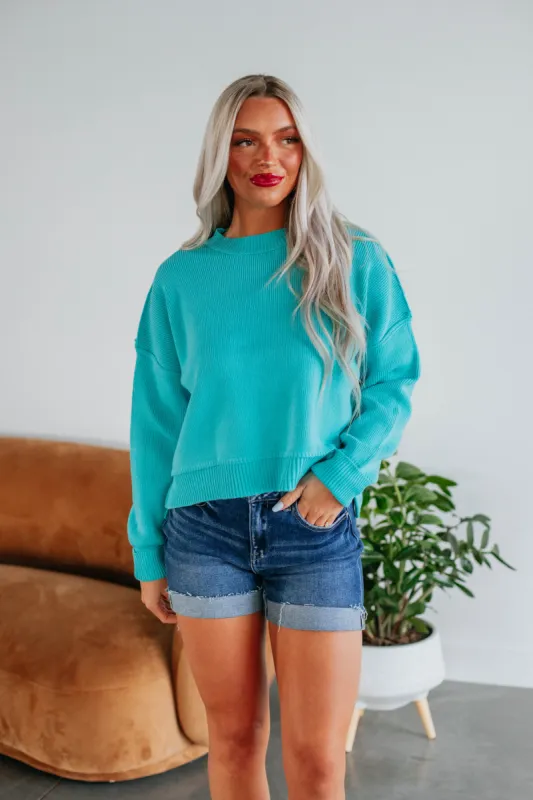 Embrie Sweater - Turquoise sold by Wild Oak Boutique
