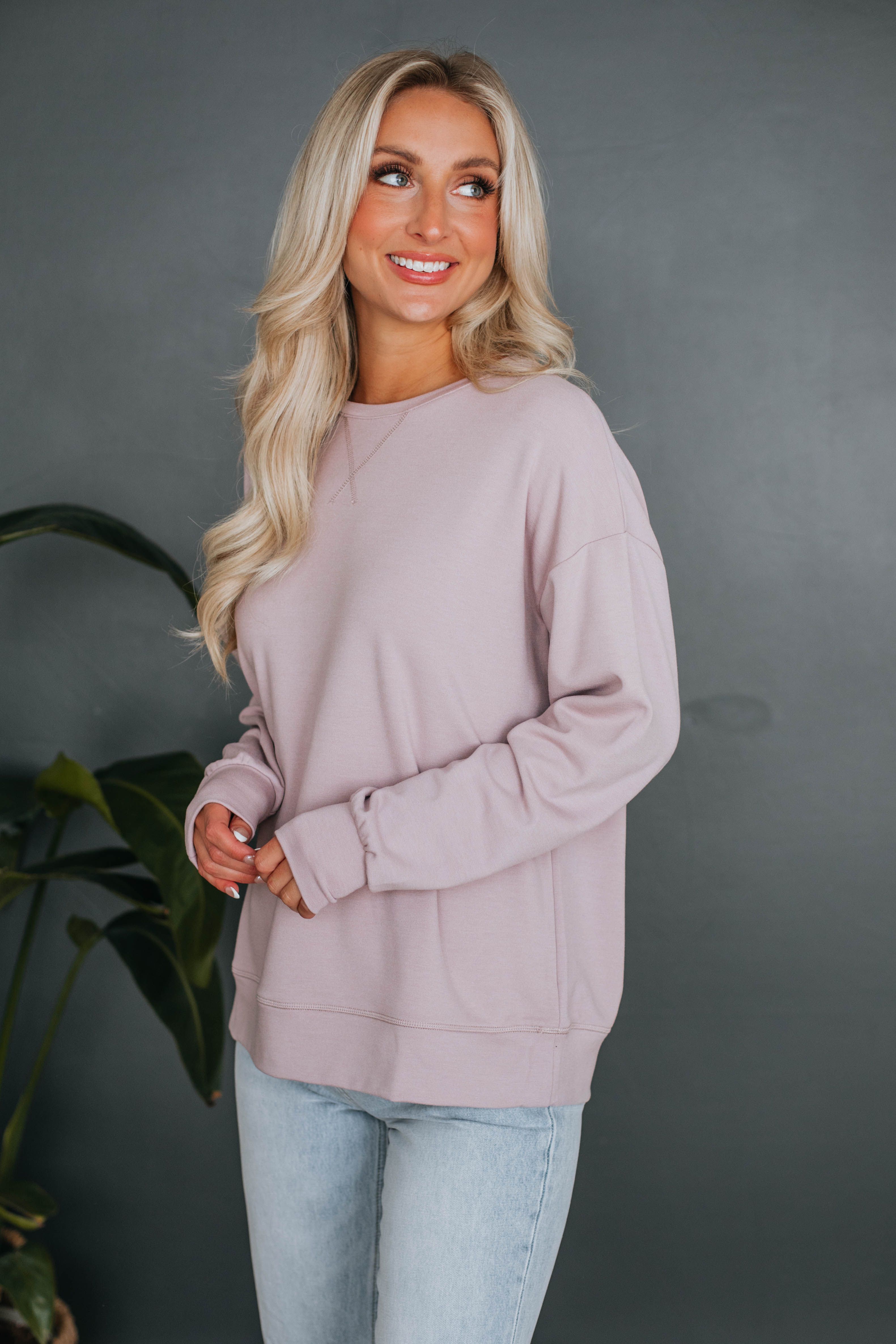 Eli Oversized Crewneck - Dusty Mauve sold by Wild Oak Boutique product image thumbnail 5