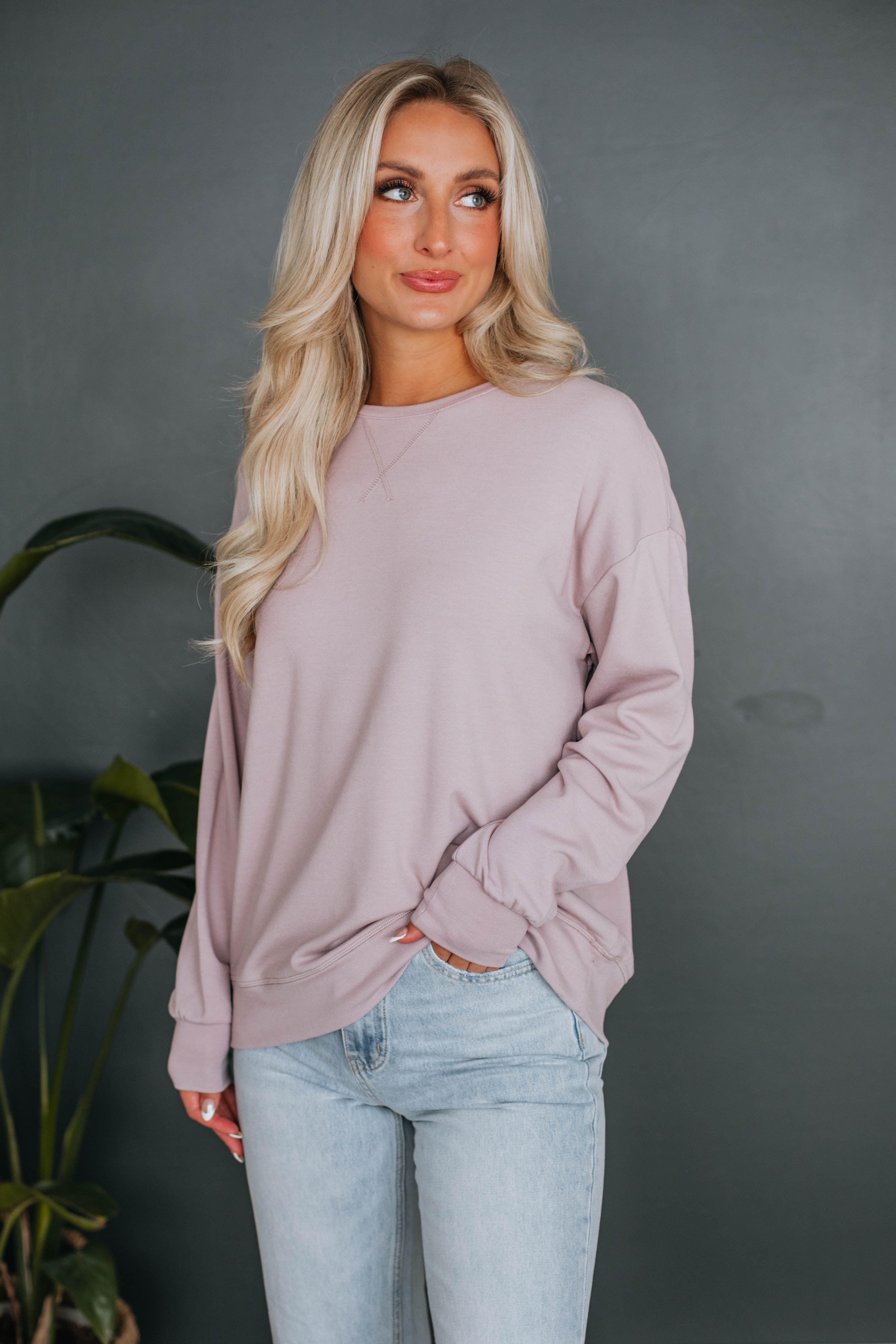 Eli Oversized Crewneck - Dusty Mauve sold by Wild Oak Boutique product image thumbnail 4