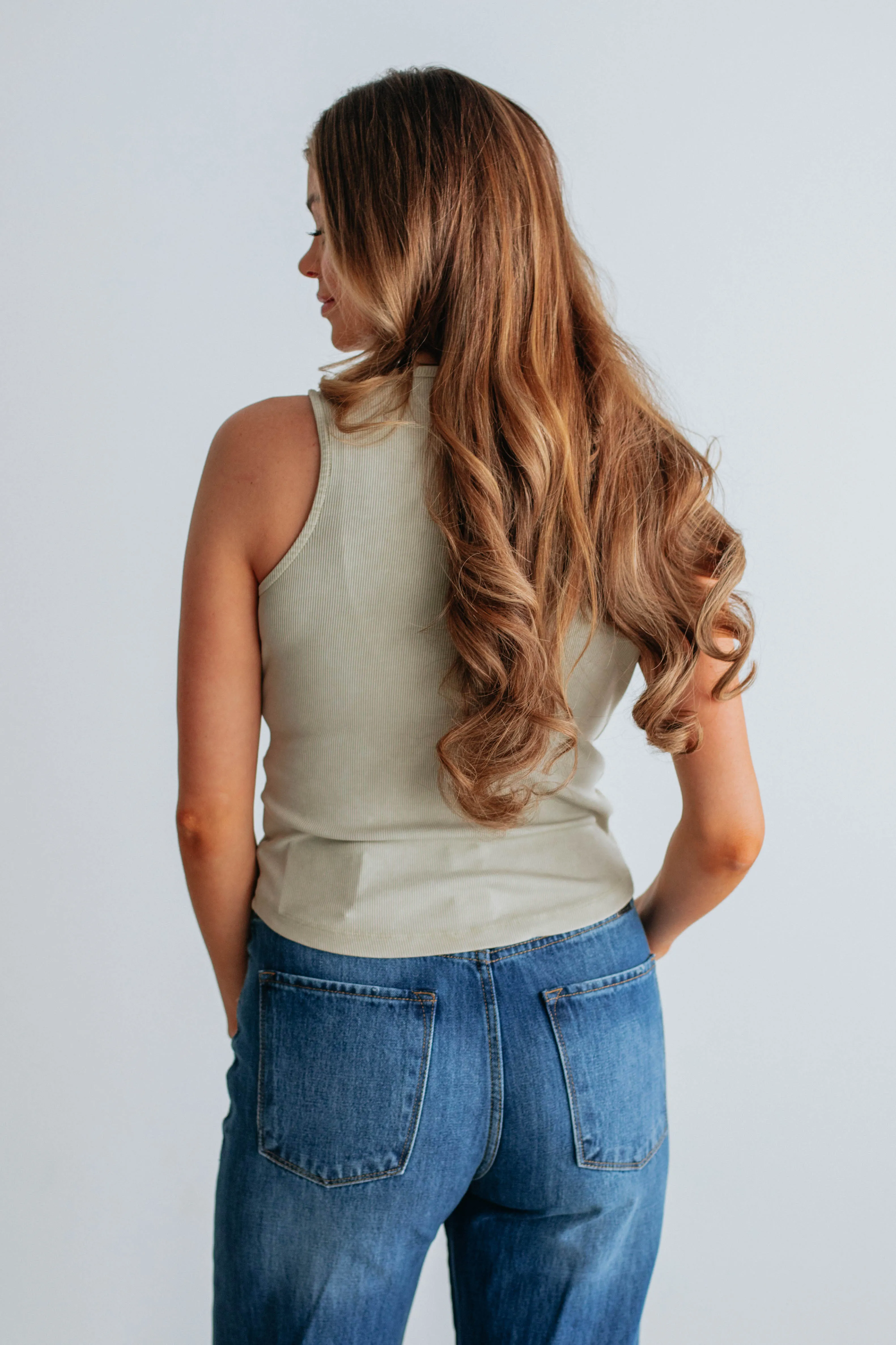 Brittyn Ribbed Tank - Light Olive sold by Wild Oak Boutique product image thumbnail 4