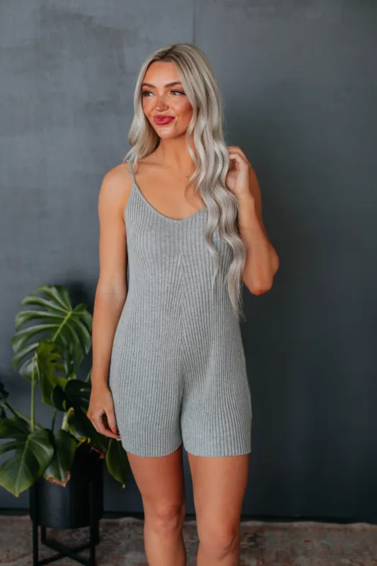 Lennox Knit Romper - Pebble sold by Wild Oak Boutique