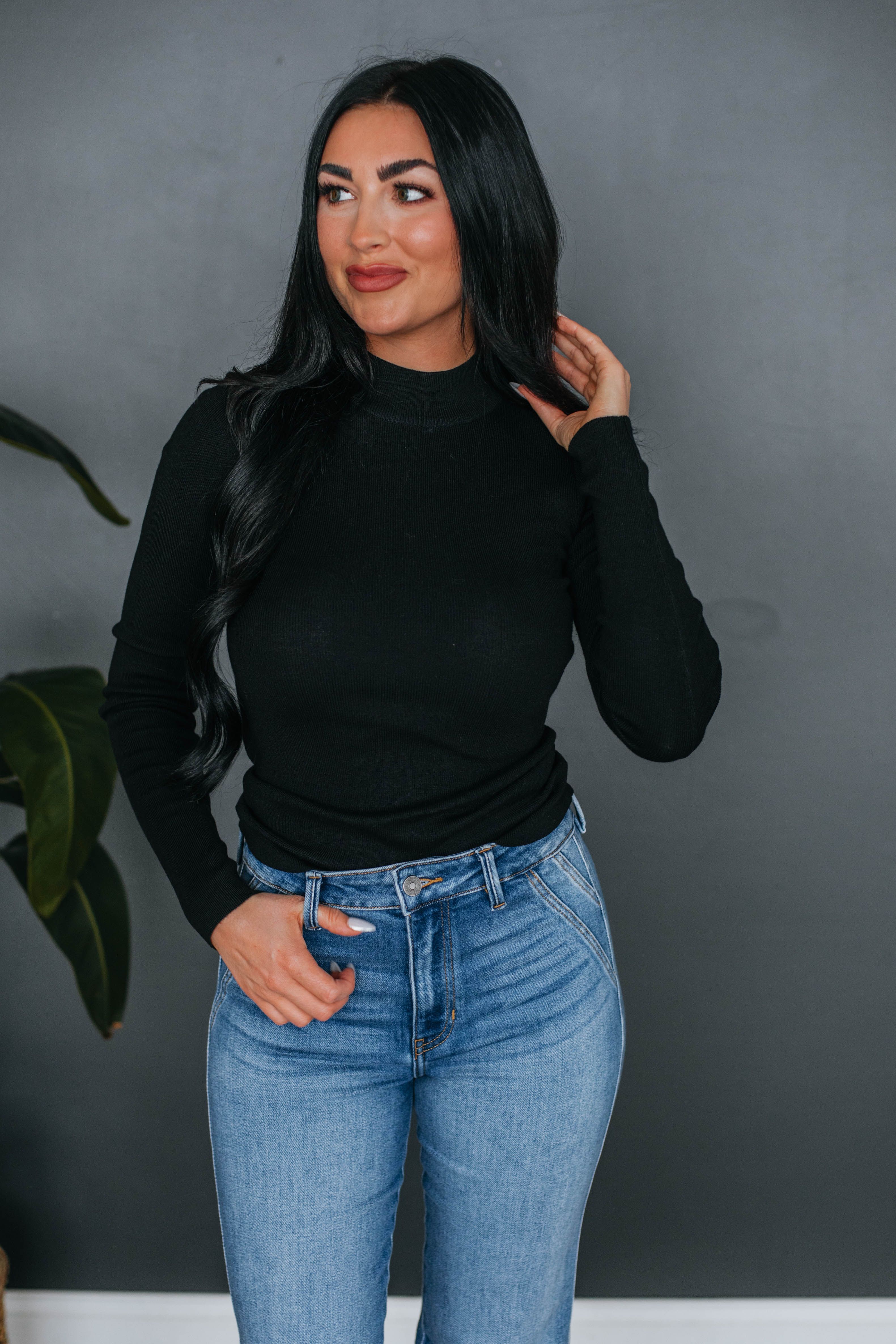 Trey Mock Neck Top - Black sold by Wild Oak Boutique