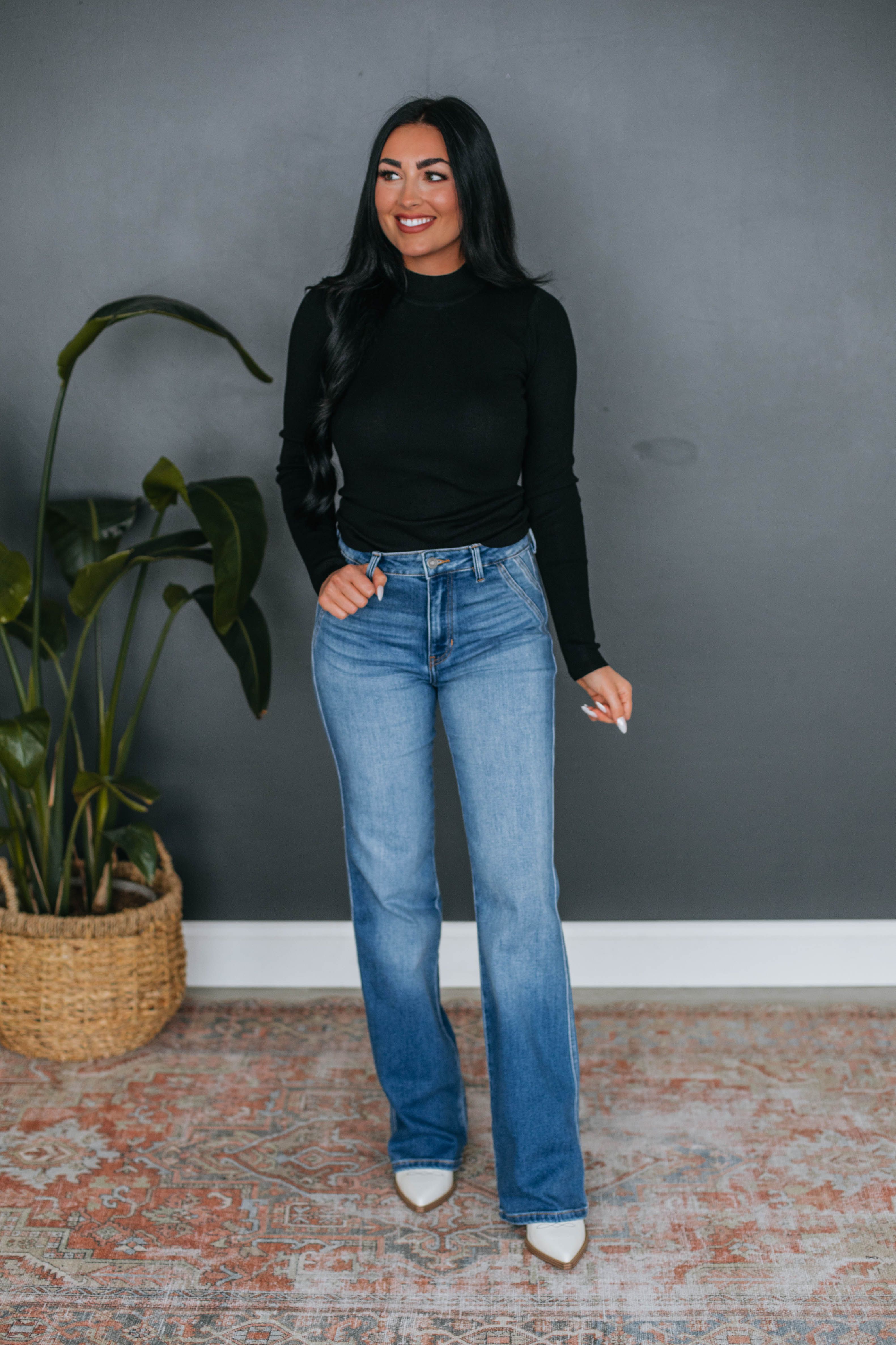 Trey Mock Neck Top - Black sold by Wild Oak Boutique product image thumbnail 2