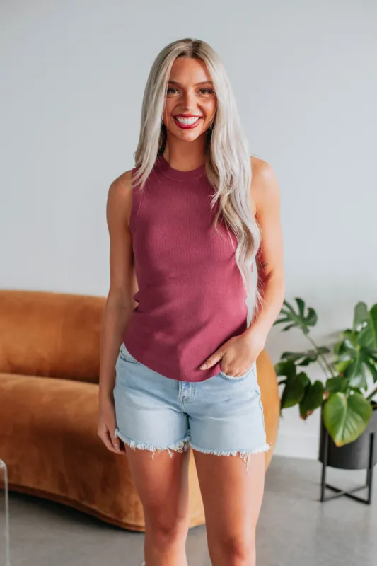 Adrianna Knit Tank - Raspberry sold by Wild Oak Boutique