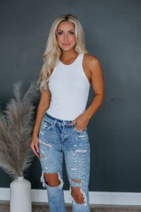 Rian Ribbed Bodysuit - Ivory sold by Wild Oak Boutique