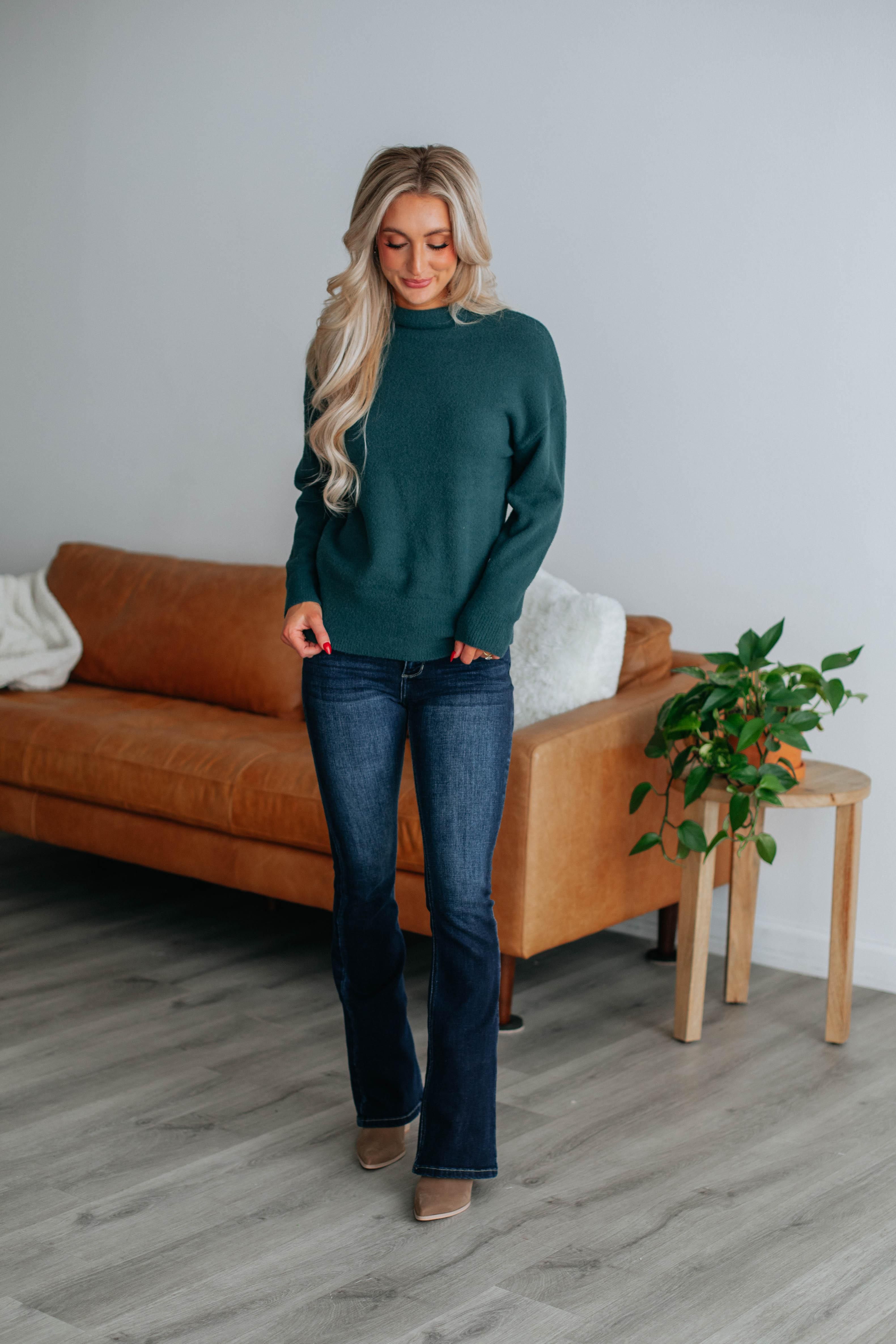 Braya Mock Neck Sweater - Peacock sold by Wild Oak Boutique product image thumbnail 2