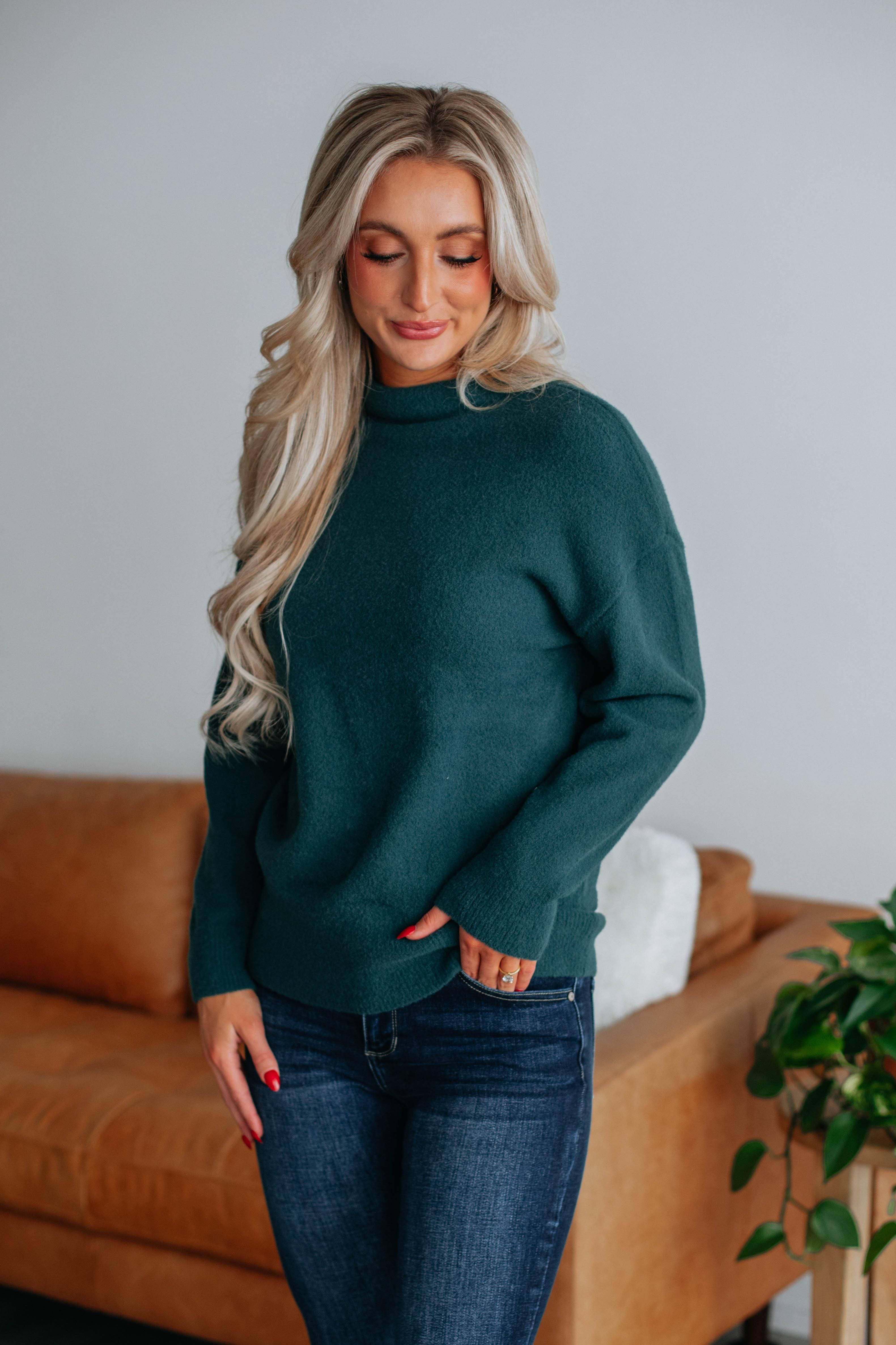 Braya Mock Neck Sweater - Peacock sold by Wild Oak Boutique product image thumbnail 5