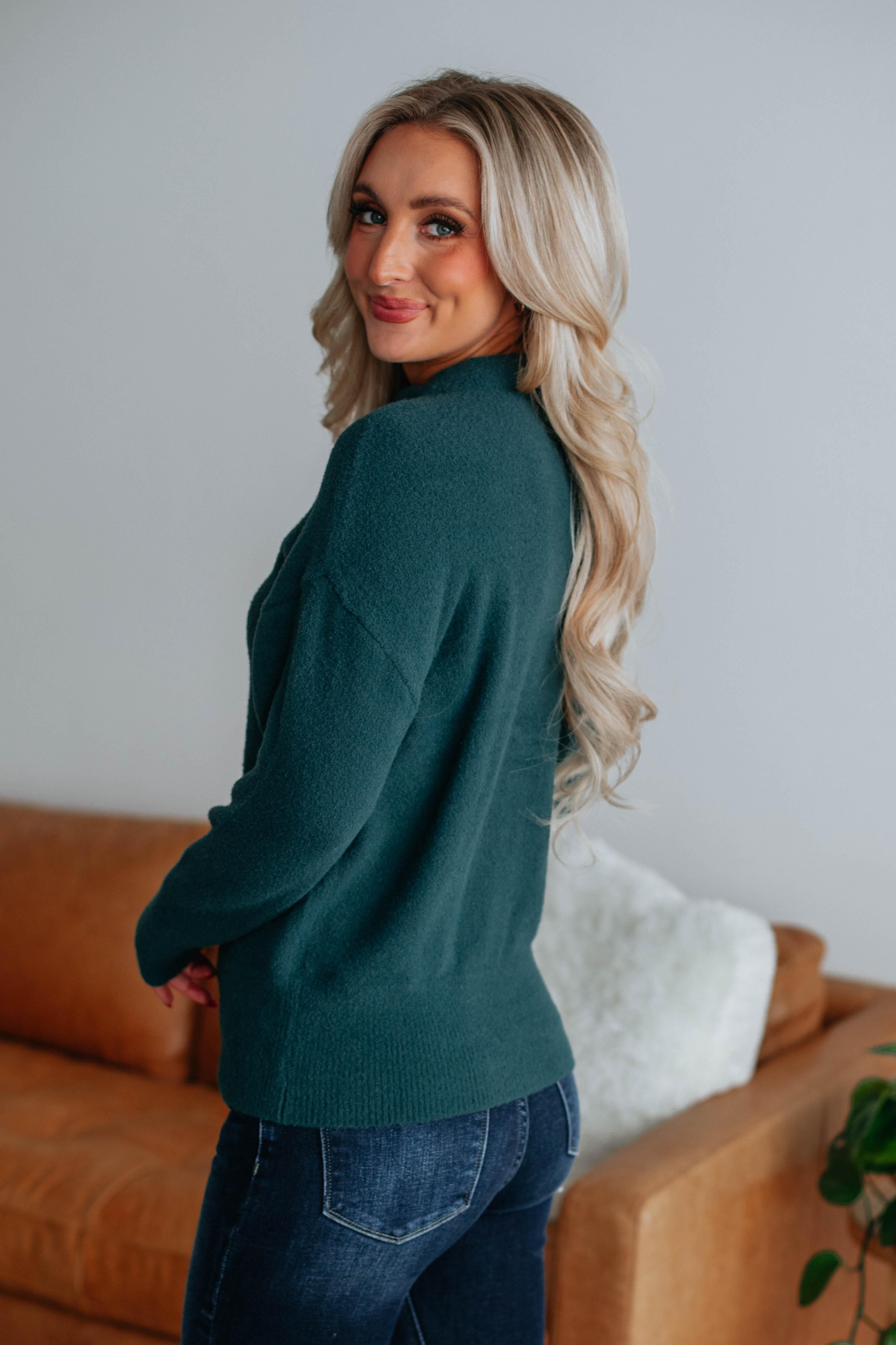Braya Mock Neck Sweater - Peacock sold by Wild Oak Boutique product image thumbnail 4