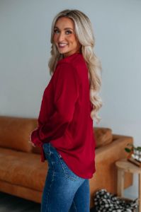 Quinn Silk Blouse - Wine sold by Wild Oak Boutique