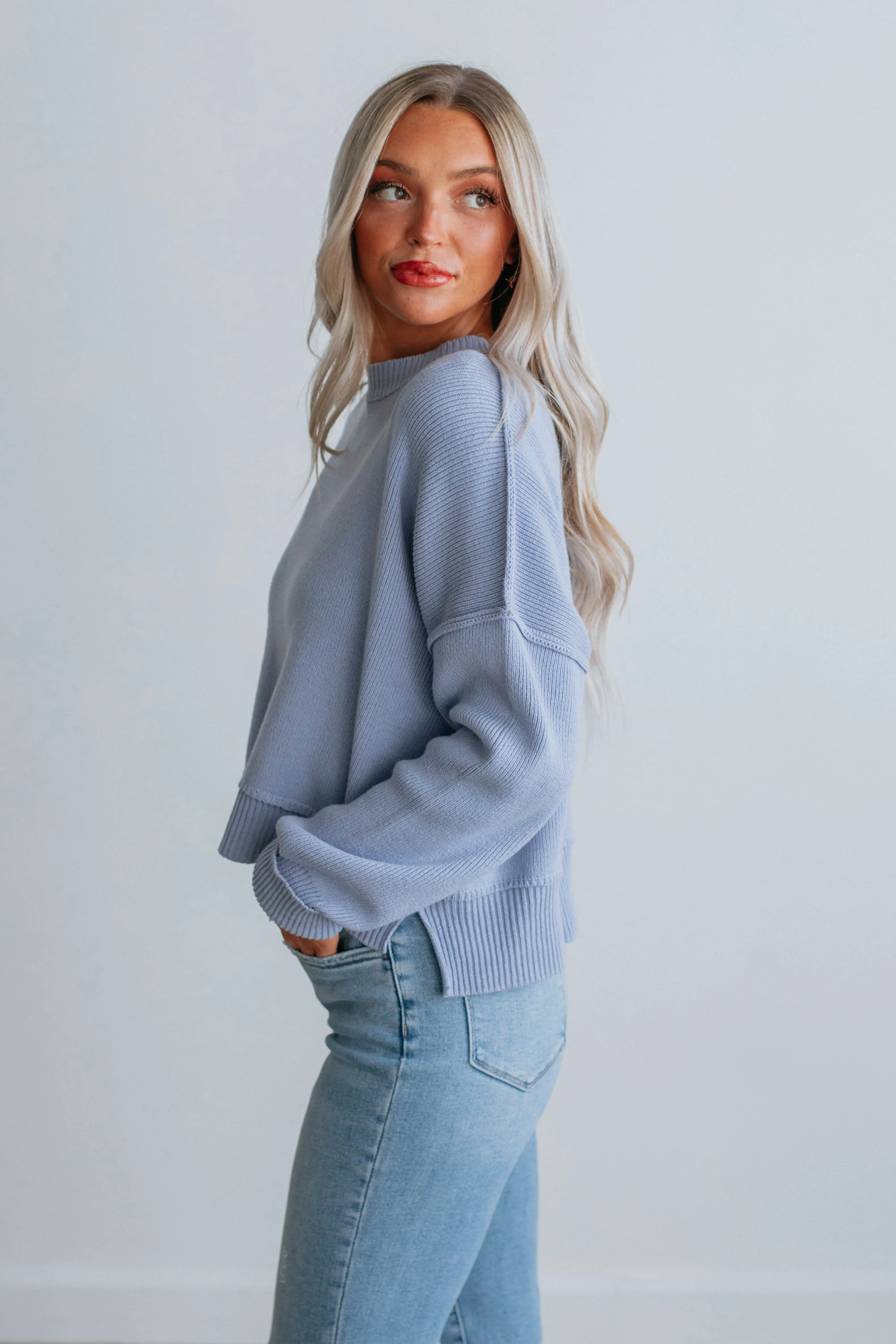 Embrie Sweater - Powder Blue sold by Wild Oak Boutique