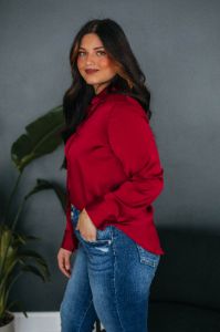 Quinn Silk Blouse - Wine sold by Wild Oak Boutique