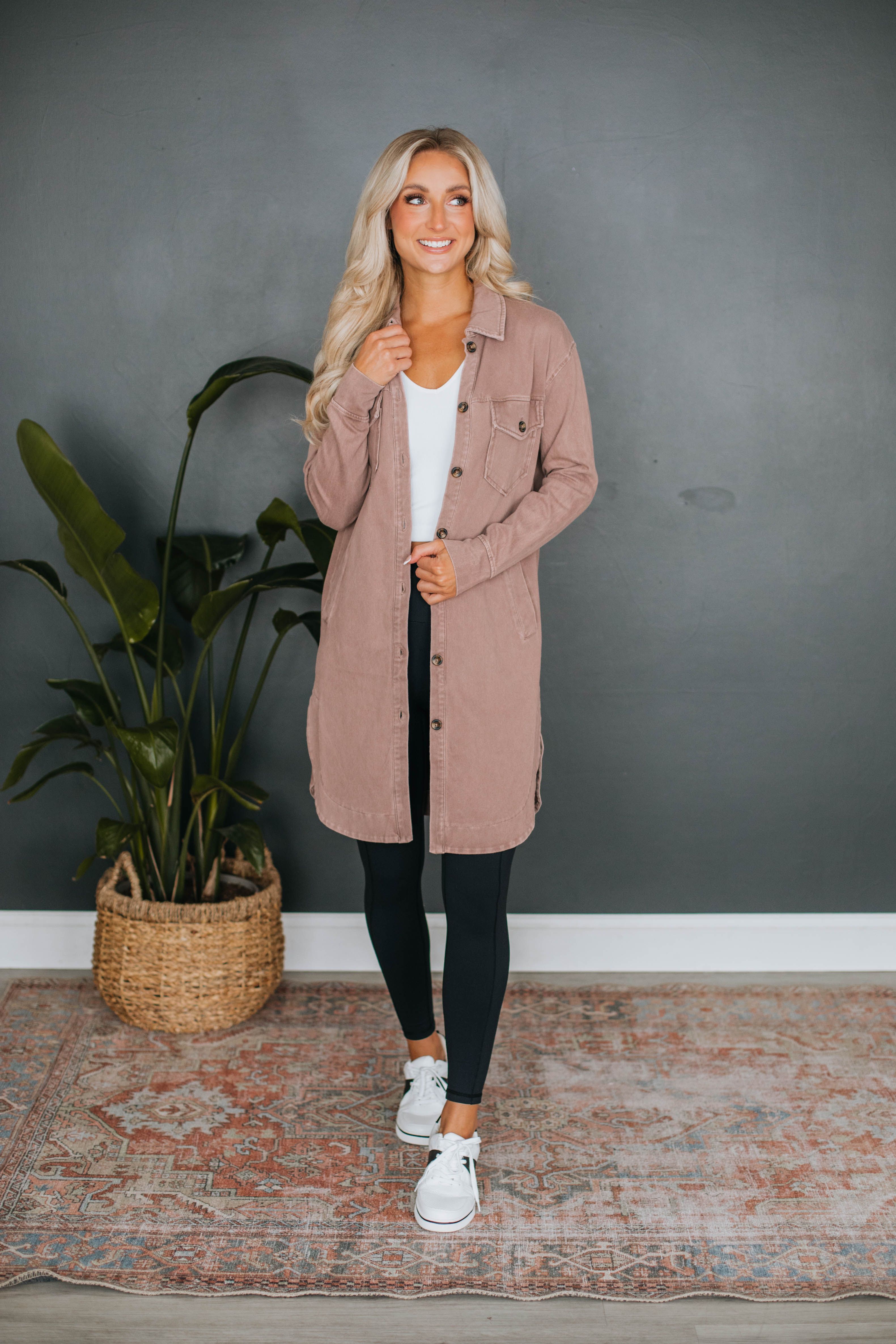 Tari Longline Shacket - Mahogany sold by Wild Oak Boutique product image thumbnail 3