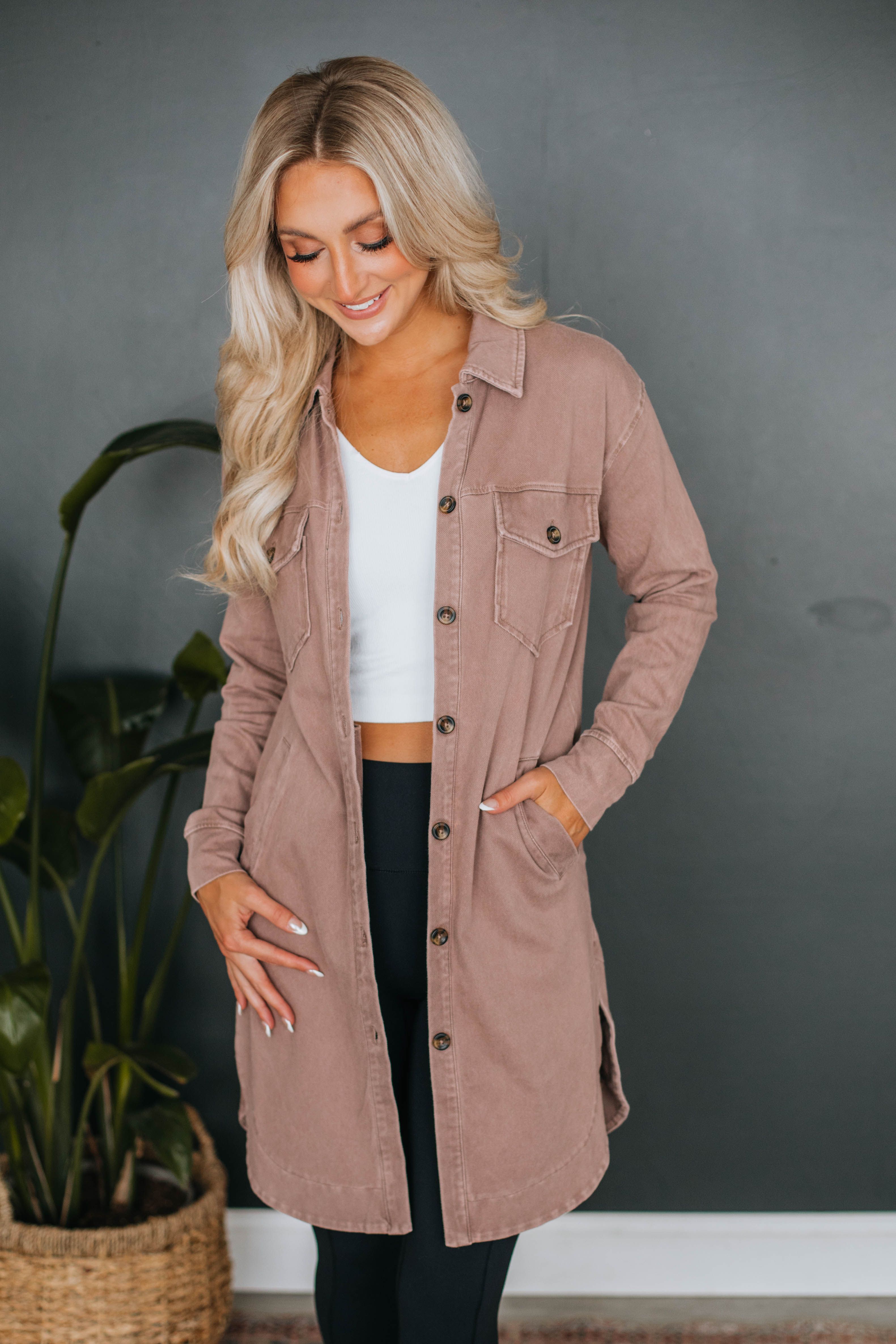 Tari Longline Shacket - Mahogany sold by Wild Oak Boutique