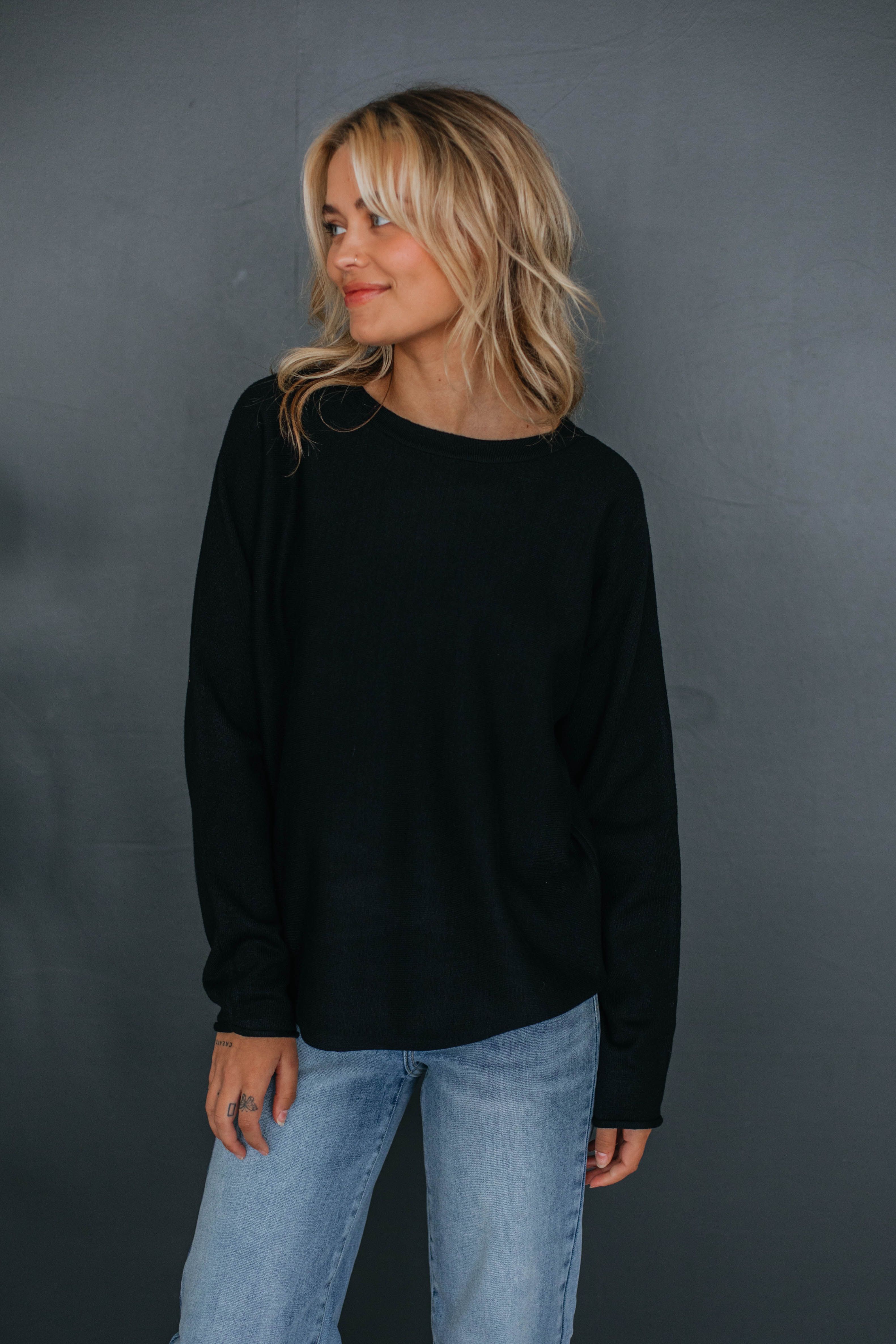 Brylee Lightweight Sweater - Black sold by Wild Oak Boutique