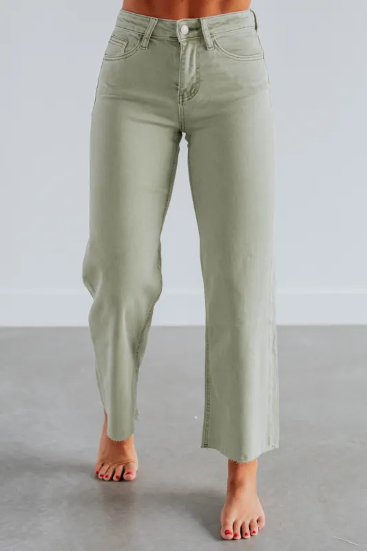 Olivia Vervet Jeans - Light Olive sold by Wild Oak Boutique