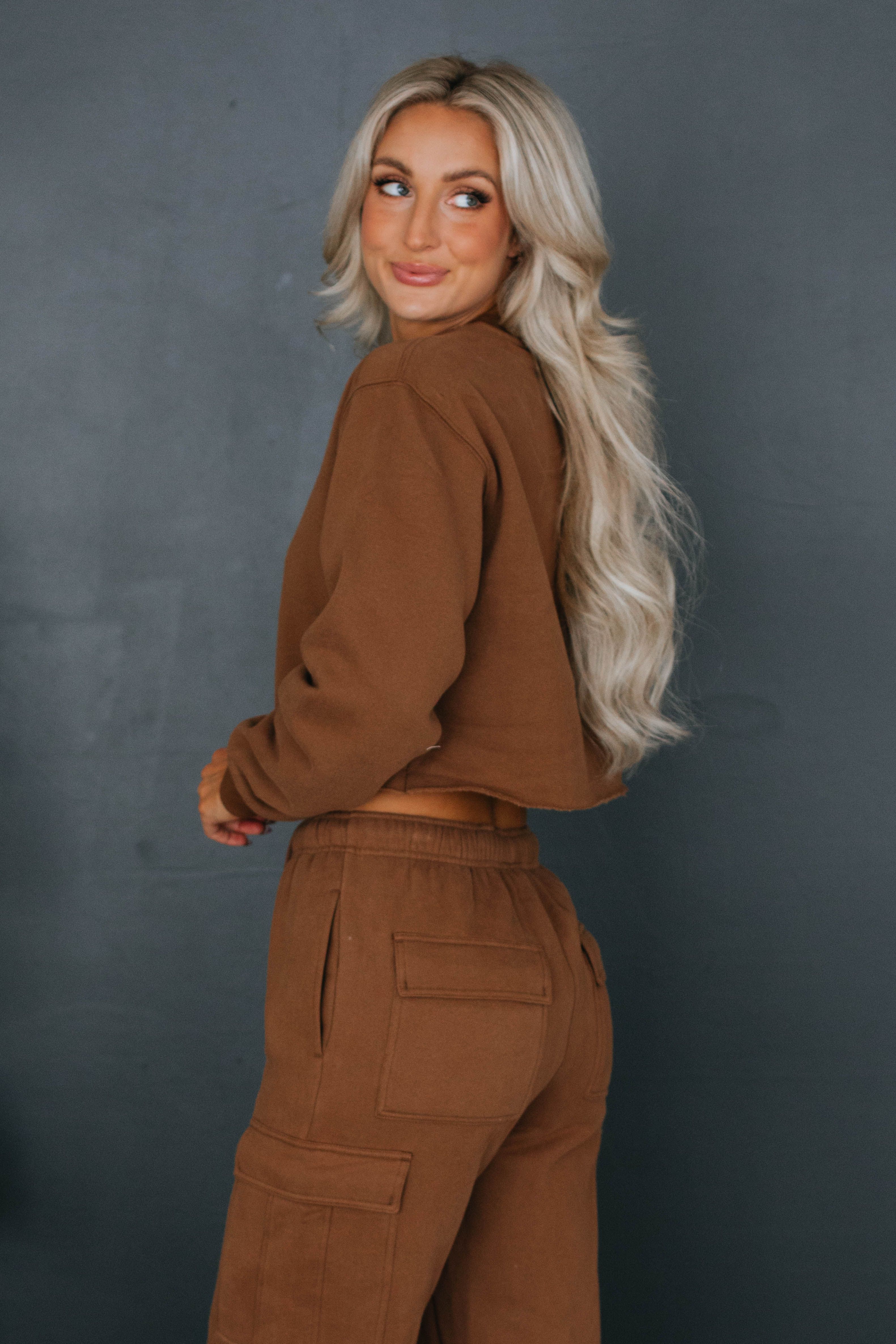Autumn Cropped Crewneck - Chocolate sold by Wild Oak Boutique product image thumbnail 4