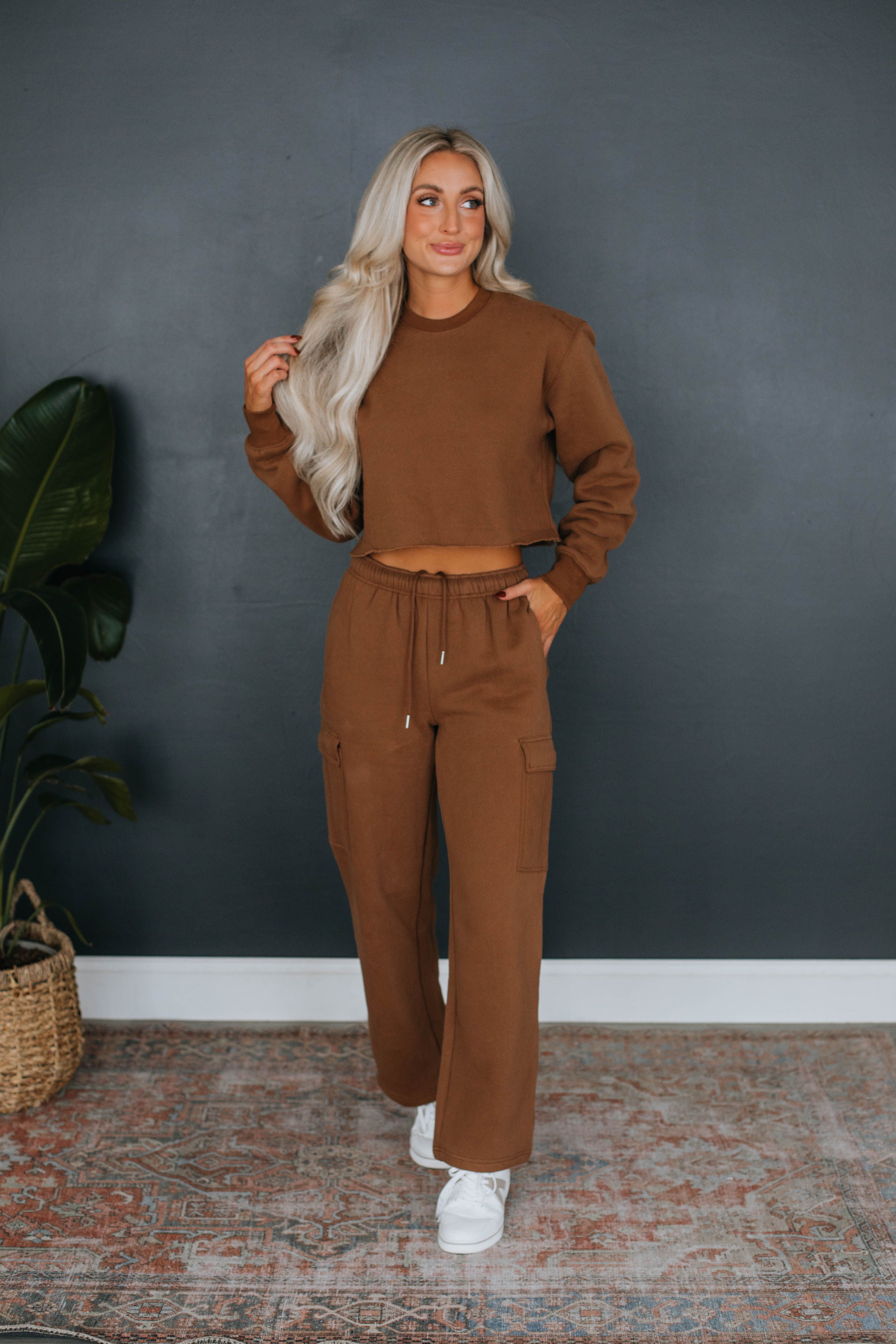 Autumn Cropped Crewneck - Chocolate sold by Wild Oak Boutique product image thumbnail 3