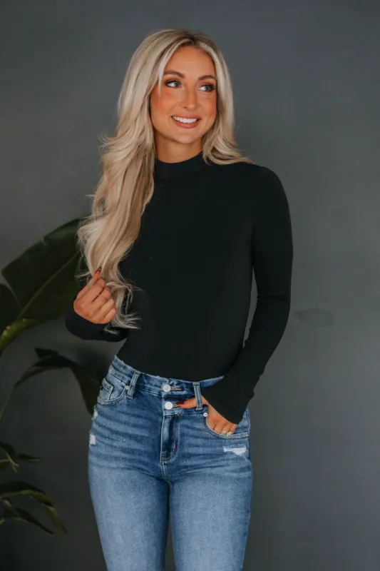 Rozlyn Mock Neck Bodysuit - Black made by By Together