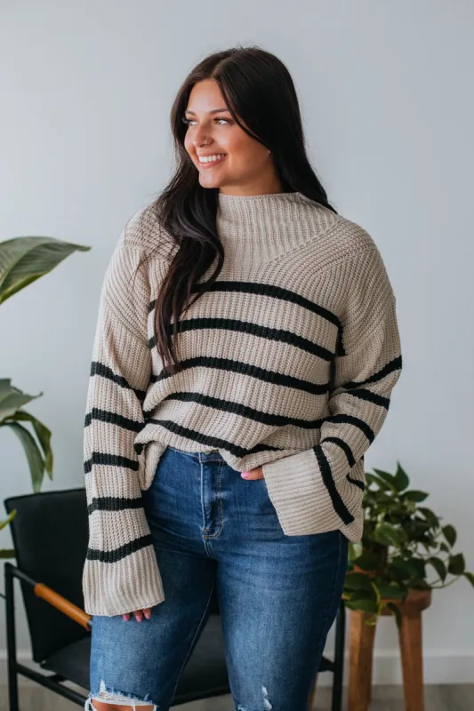 Rayleen Striped Sweater - Black Mix sold by Wild Oak Boutique