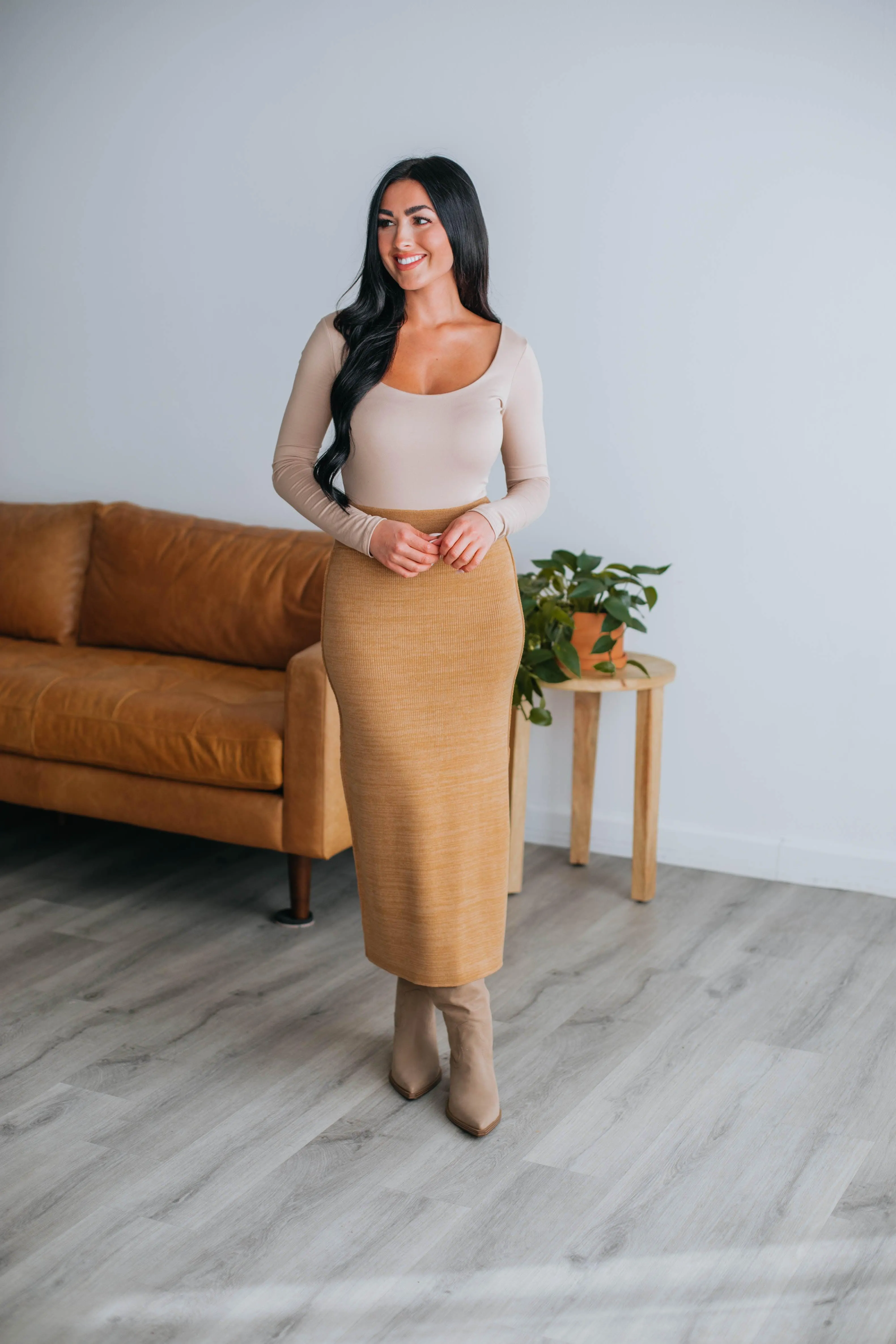 Karina Midi Skirt - Light Camel sold by Wild Oak Boutique product image thumbnail 3