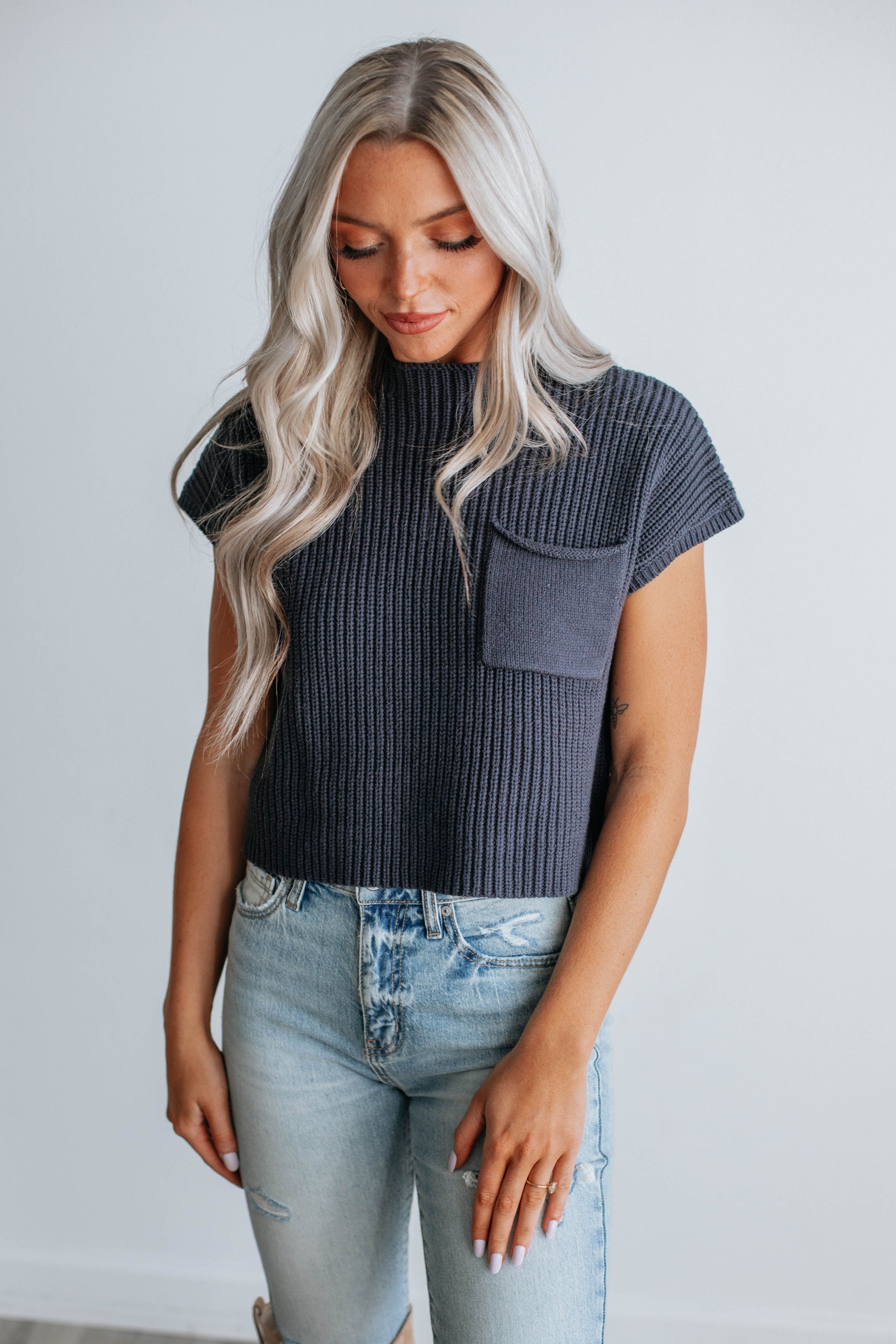 Artis Knit Top - Navy sold by Wild Oak Boutique product image thumbnail 5