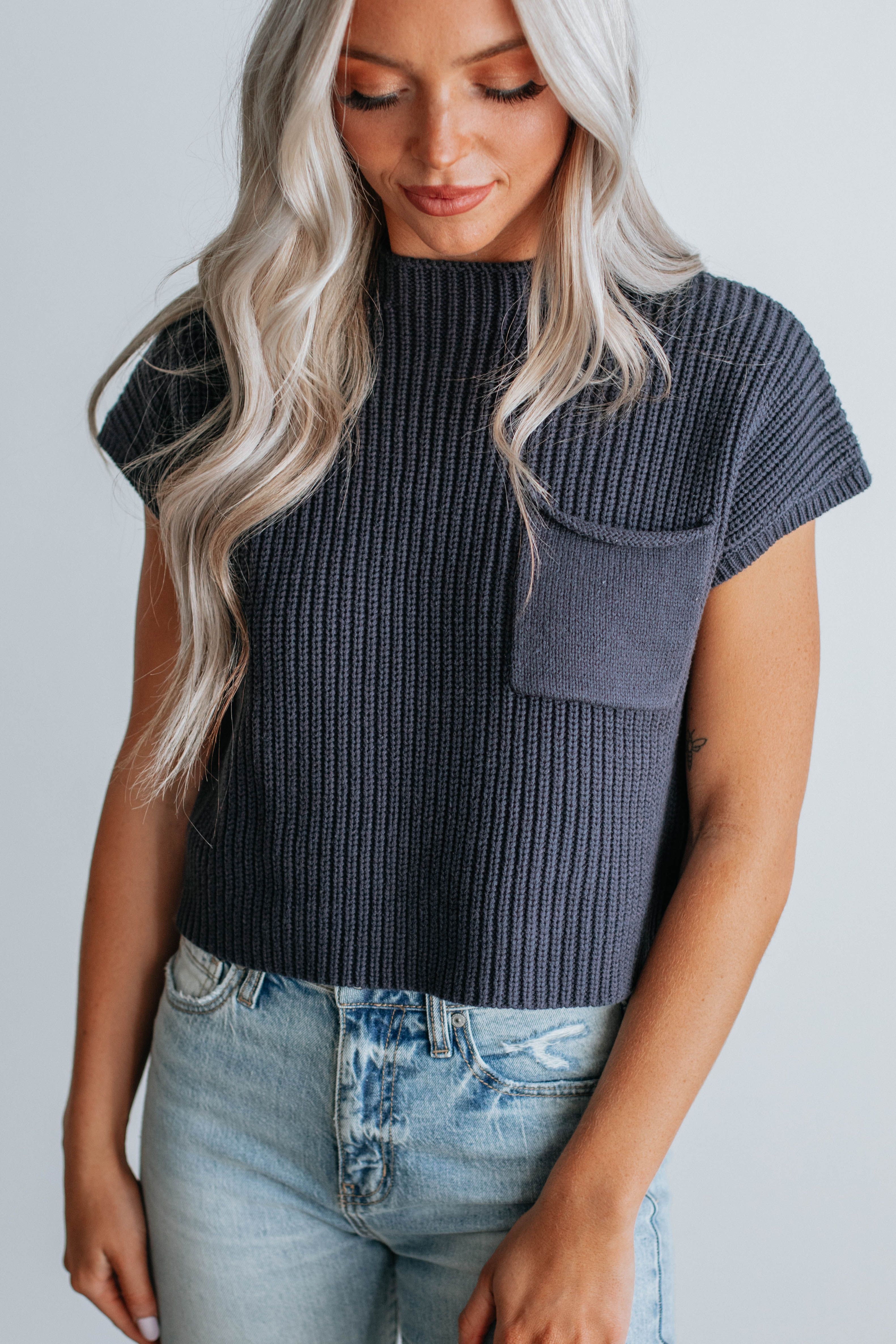 Artis Knit Top - Navy sold by Wild Oak Boutique