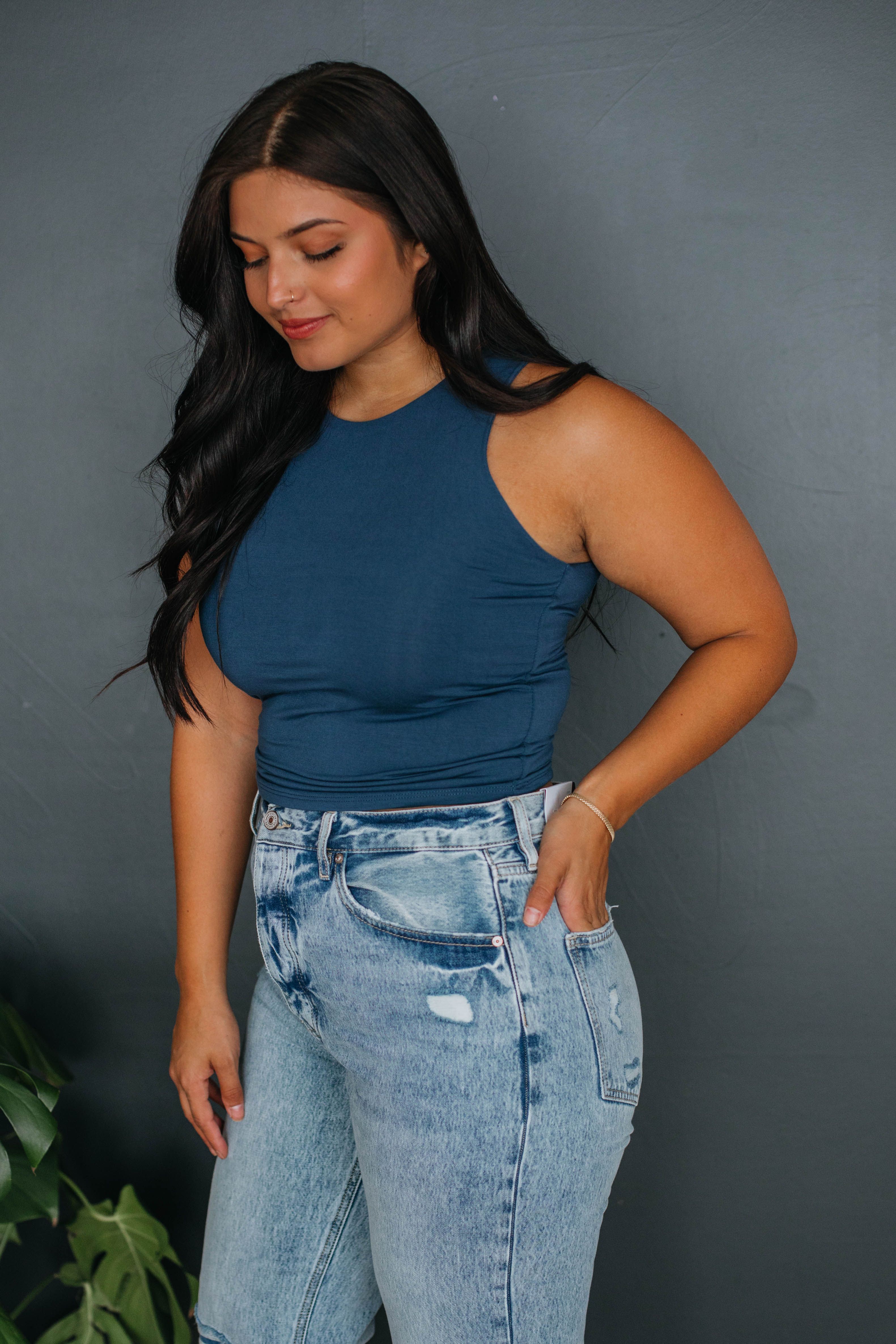Demi Basic Tank - Steel Blue sold by Wild Oak Boutique product image thumbnail 4