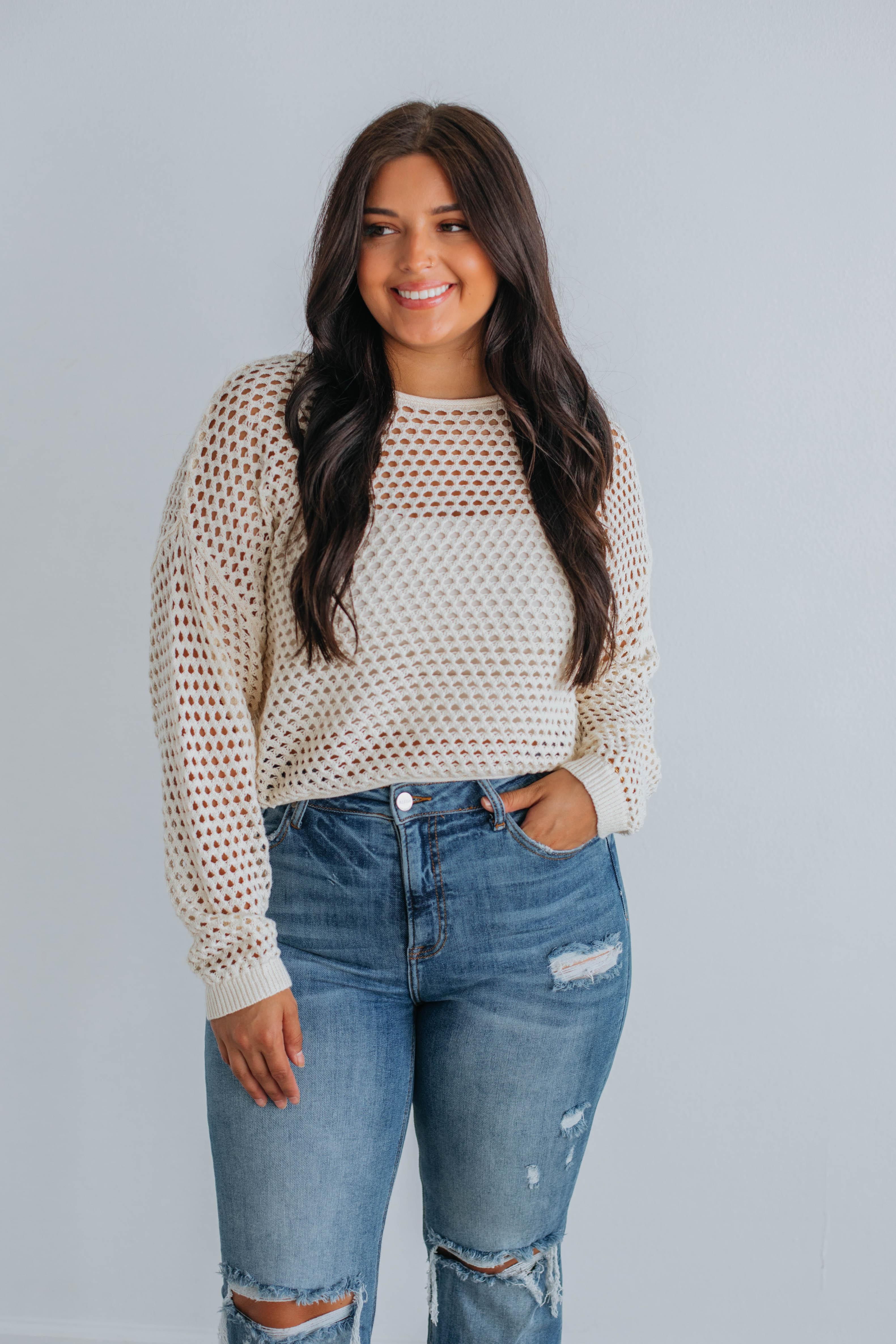 Shirley Crochet Top - Natural sold by Wild Oak Boutique