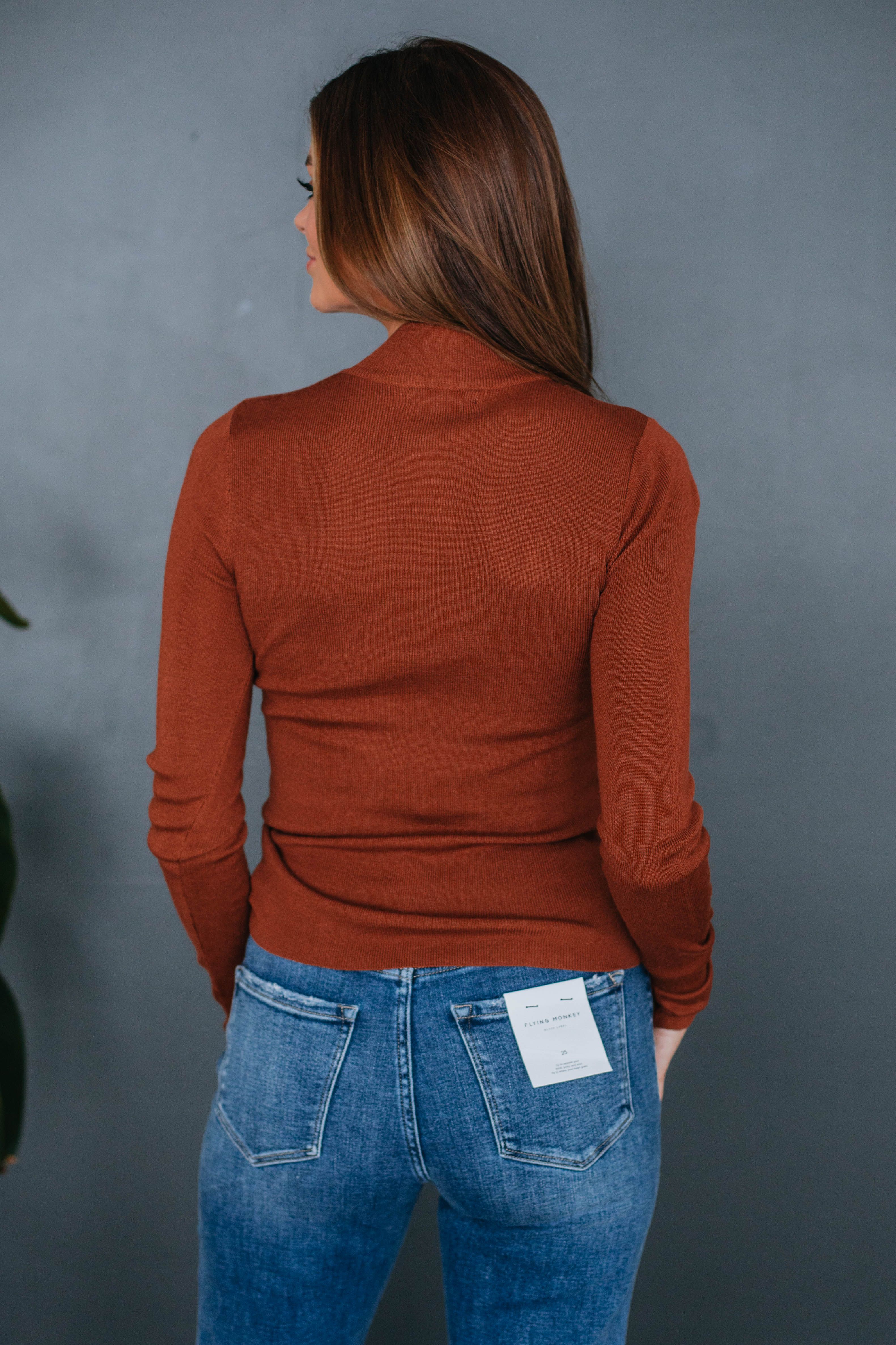 Trey Mock Neck Top - Rust sold by Wild Oak Boutique product image thumbnail 4