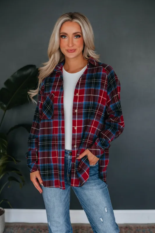 Duvall Flannel - Wine Mix sold by Wild Oak Boutique