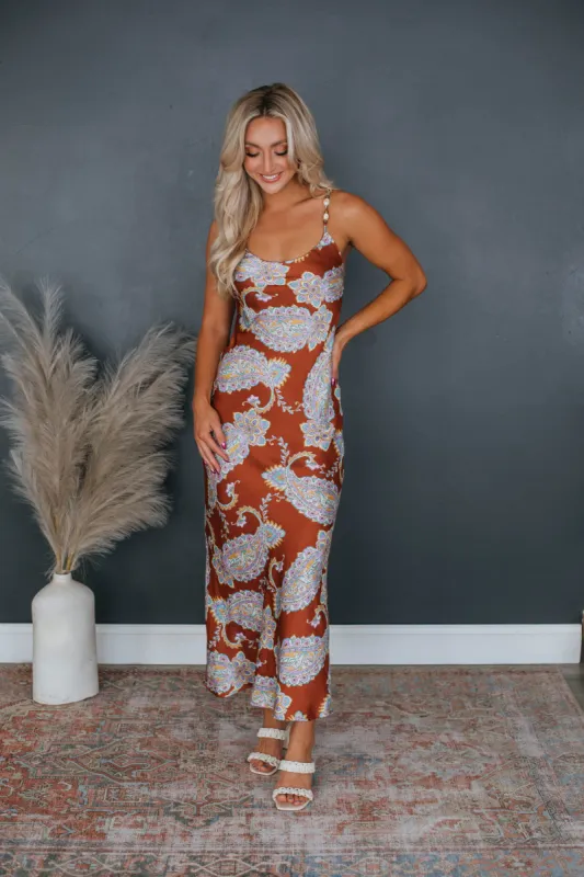 Dyer Satin Maxi Dress sold by Wild Oak Boutique