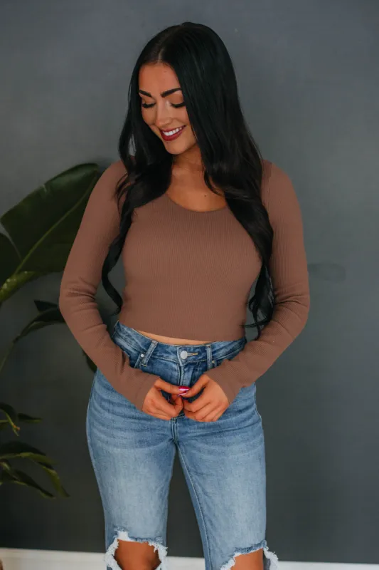 Lyla Ribbed Top - Mocha sold by Wild Oak Boutique