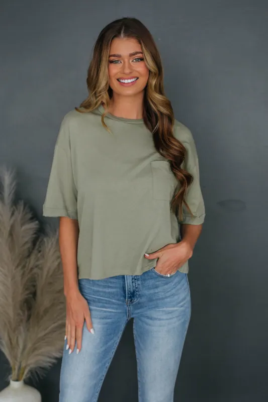 Donna Basic Tee - Light Olive sold by Wild Oak Boutique