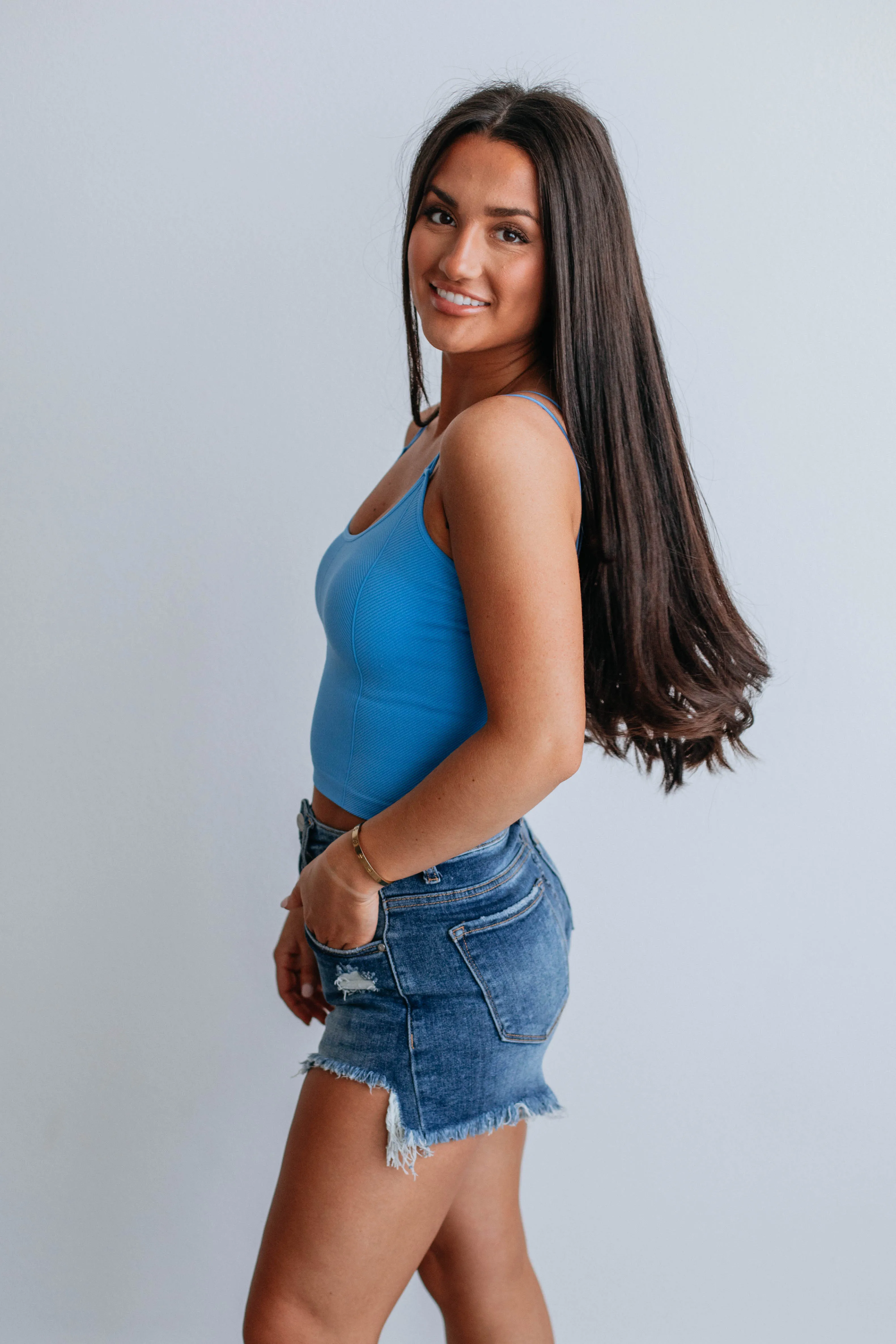 Lexis Ribbed Tank - Cornflower Blue sold by Wild Oak Boutique product image thumbnail 5