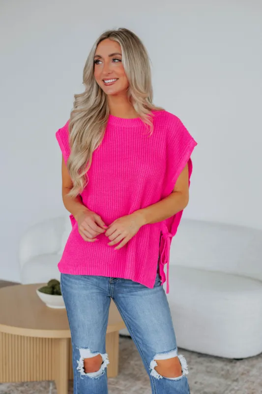 Tahlia Knit Top - Hot Pink sold by Wild Oak Boutique
