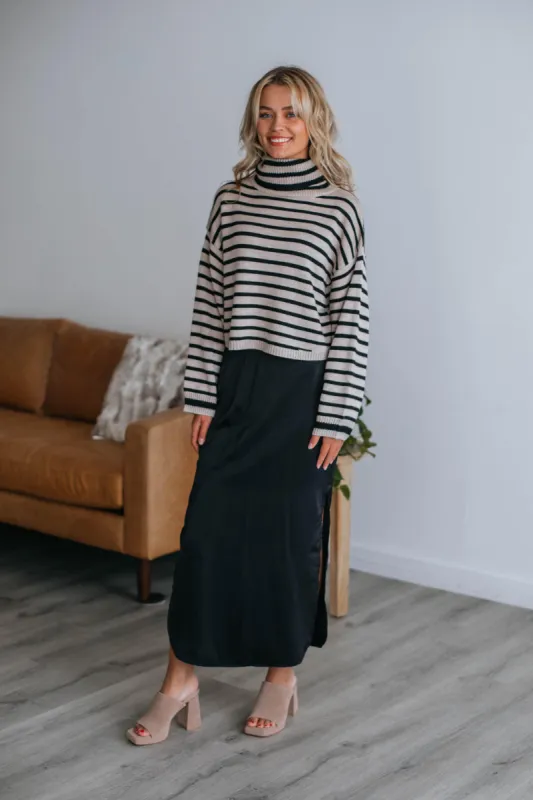 Deena Satin Skirt - Black sold by Wild Oak Boutique