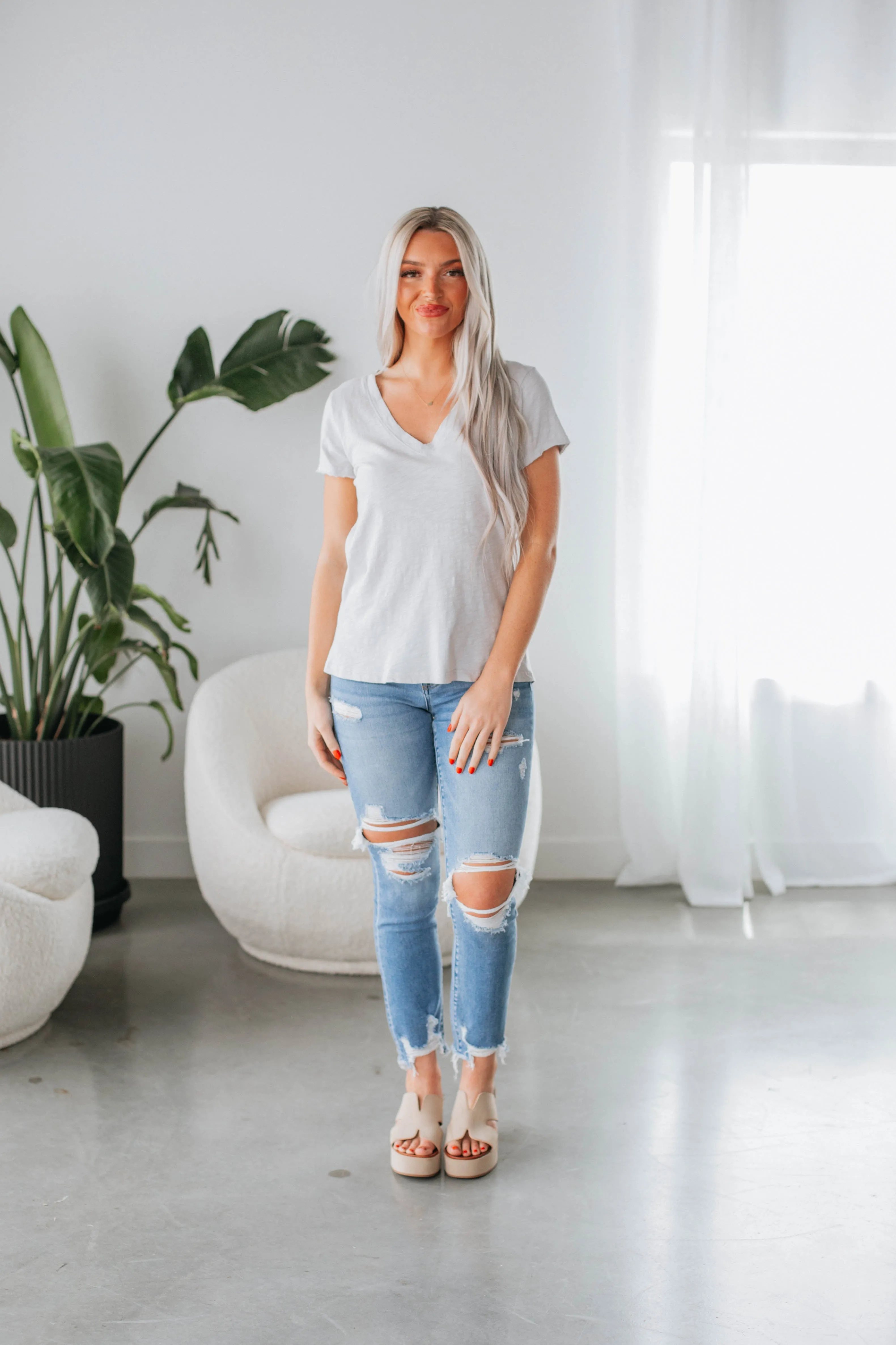 Luca Basic Tee - Light Grey sold by Wild Oak Boutique product image thumbnail 2