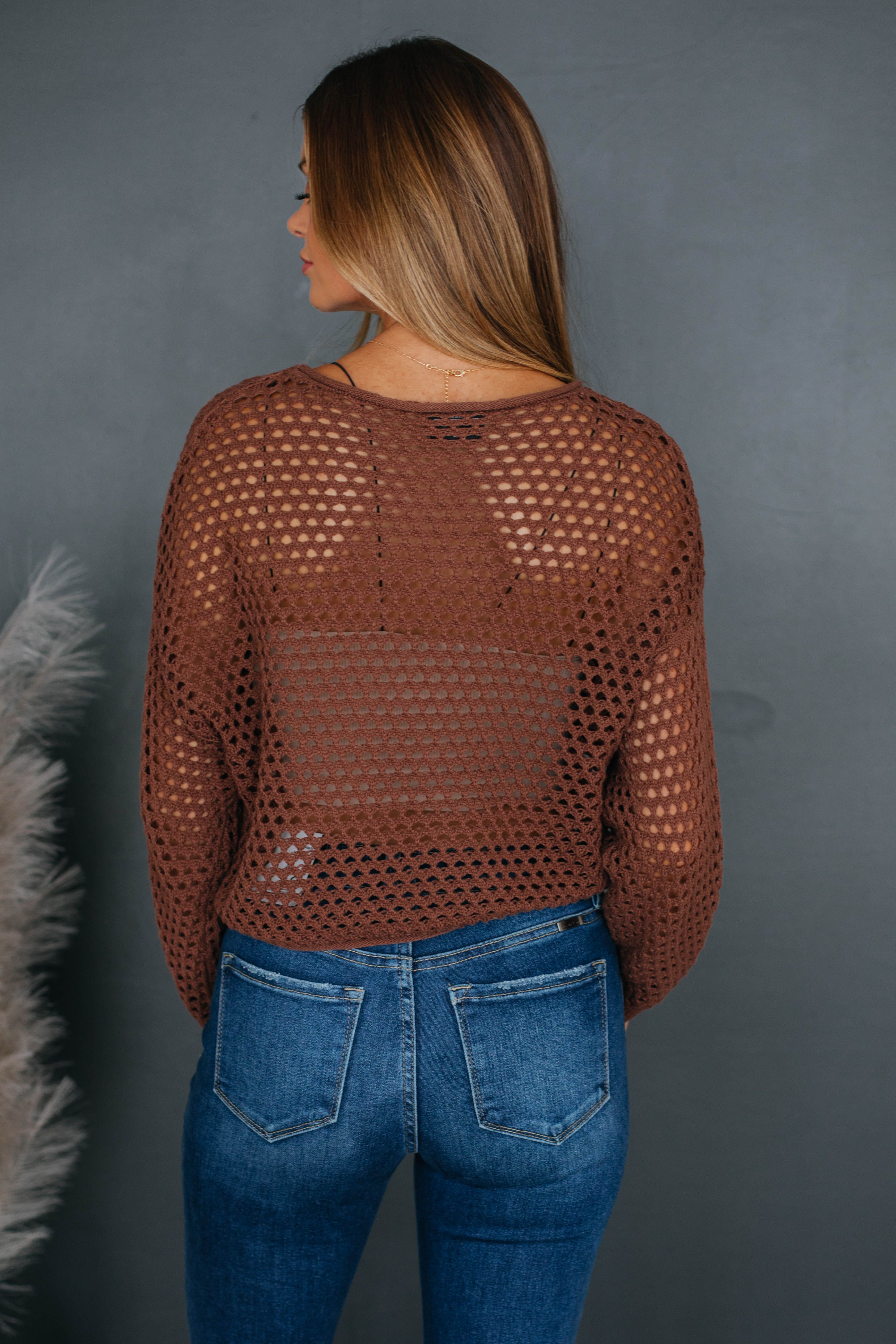 Shirley Crochet Top - Chocolate sold by Wild Oak Boutique product image thumbnail 5
