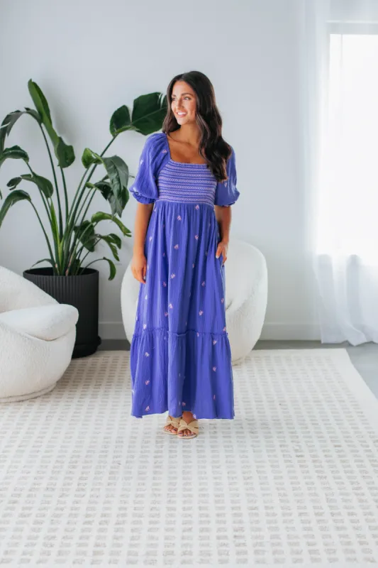 Jada Midi Dress - Indigo sold by Wild Oak Boutique