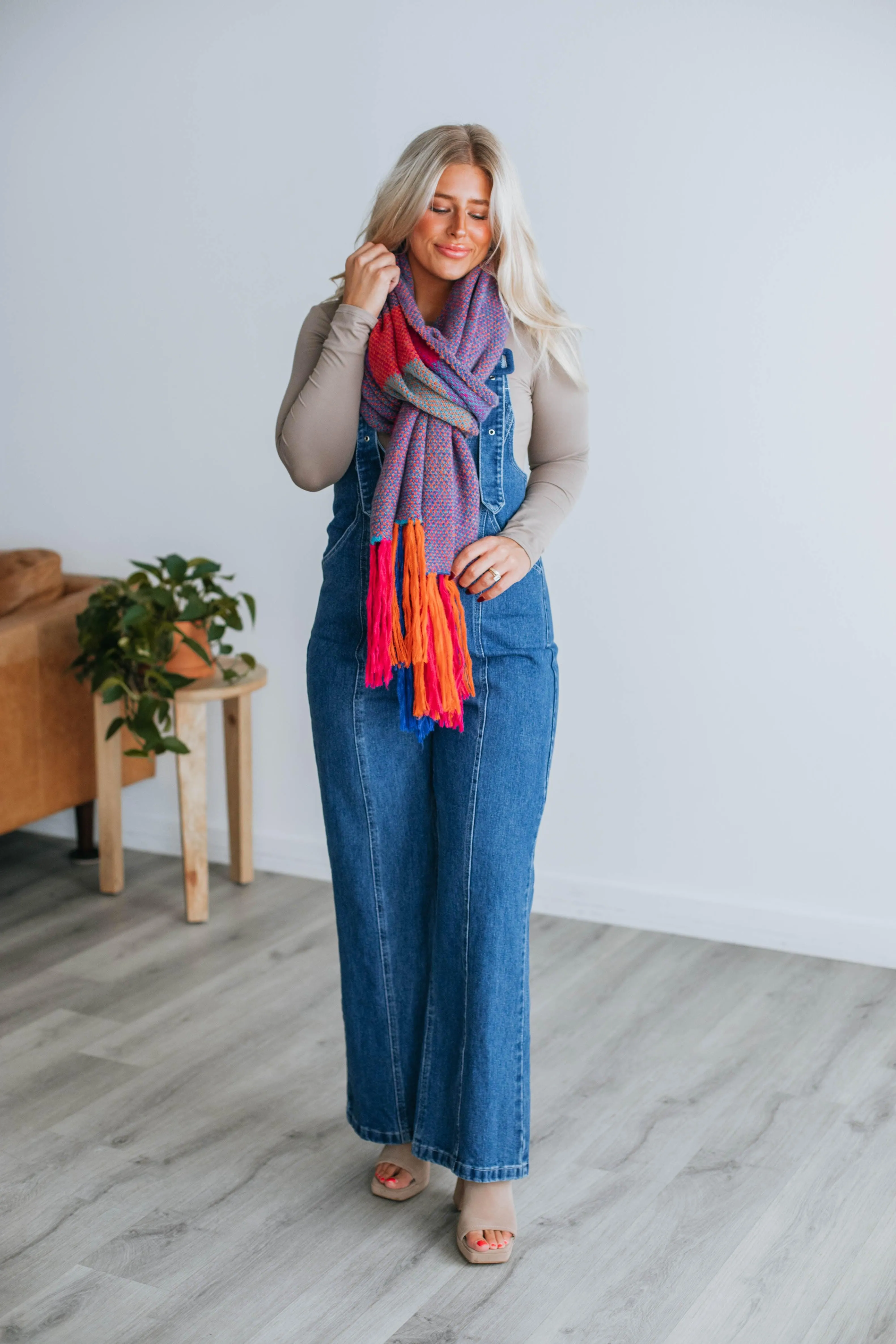 Joanna Plaid Scarf - Cobalt Mix sold by Wild Oak Boutique product image thumbnail 4