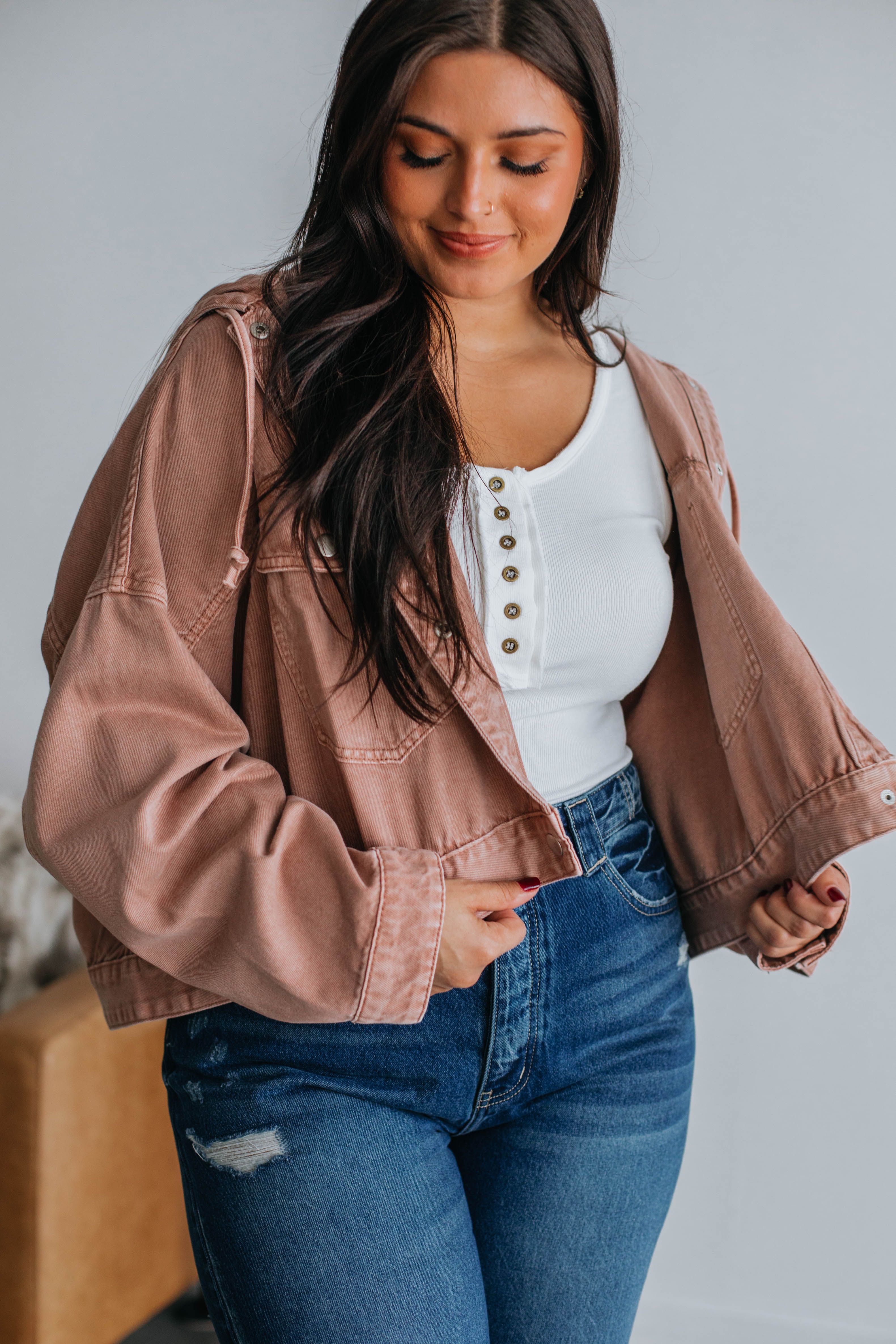 Augie Cropped Jacket - Dusty Mauve sold by Wild Oak Boutique product image thumbnail 2